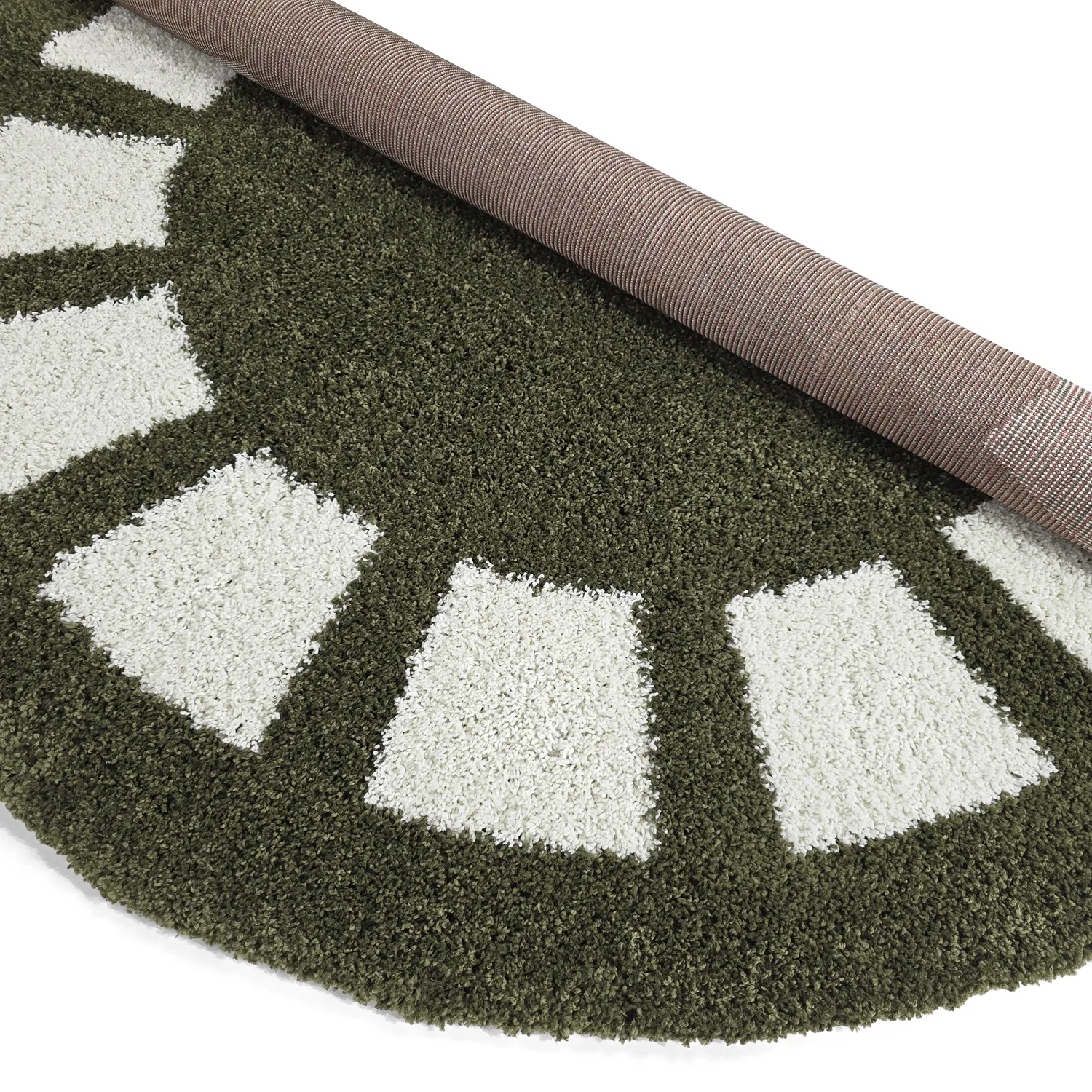 Tapis ronds - Asilah (vert/blanc)