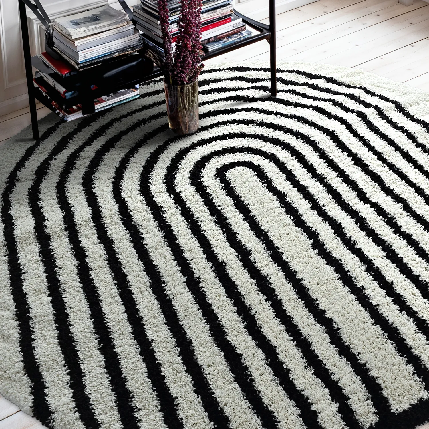 Tapis ronds - Cluny (blanc/noir)