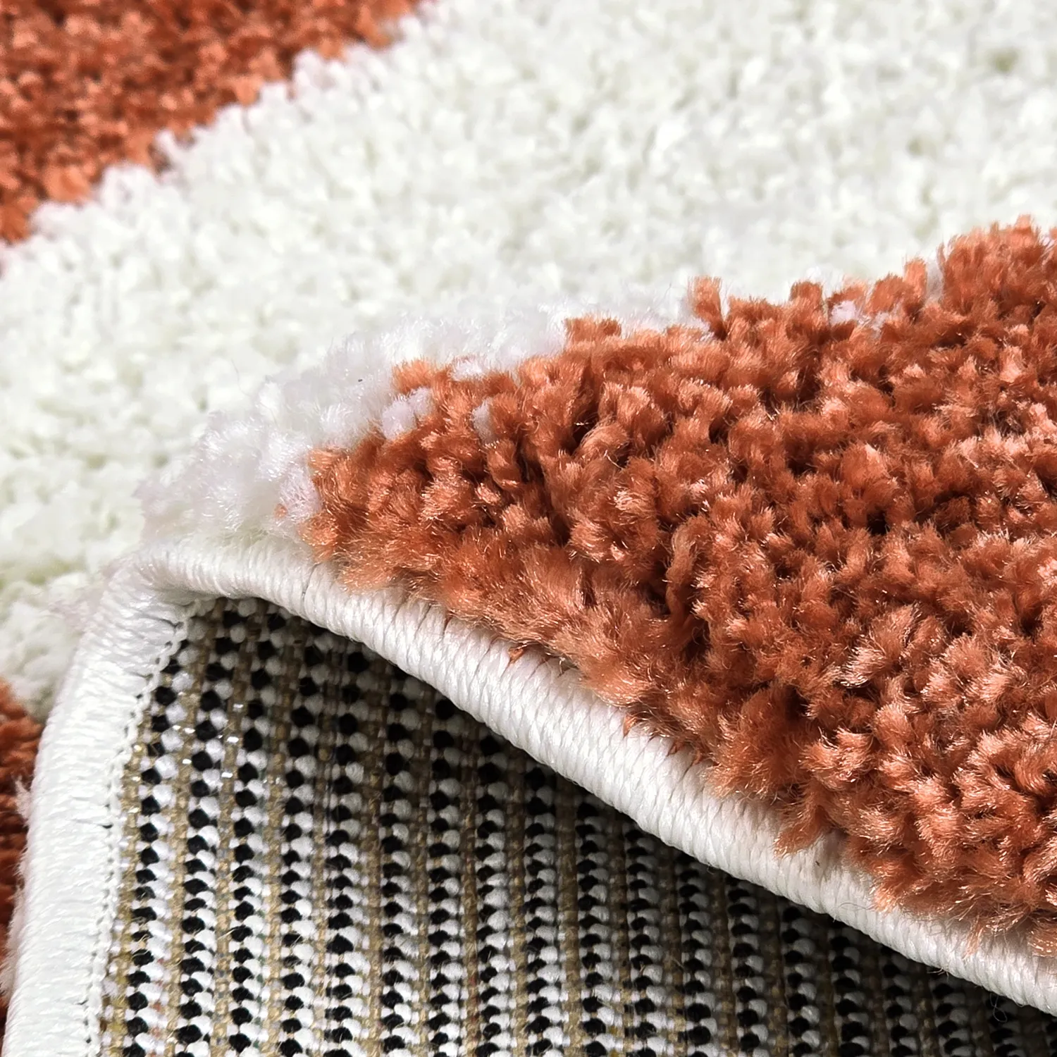 Tapis ronds - Gordes (orange/blanc)