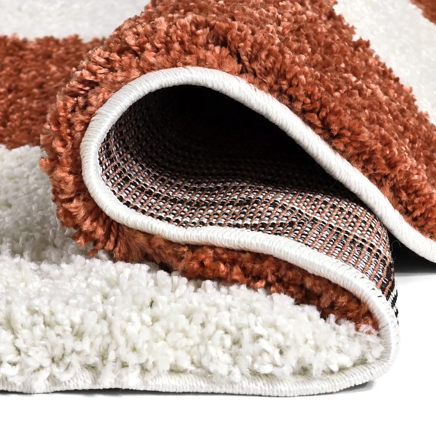 Tapis ronds - Gordes (orange/blanc)