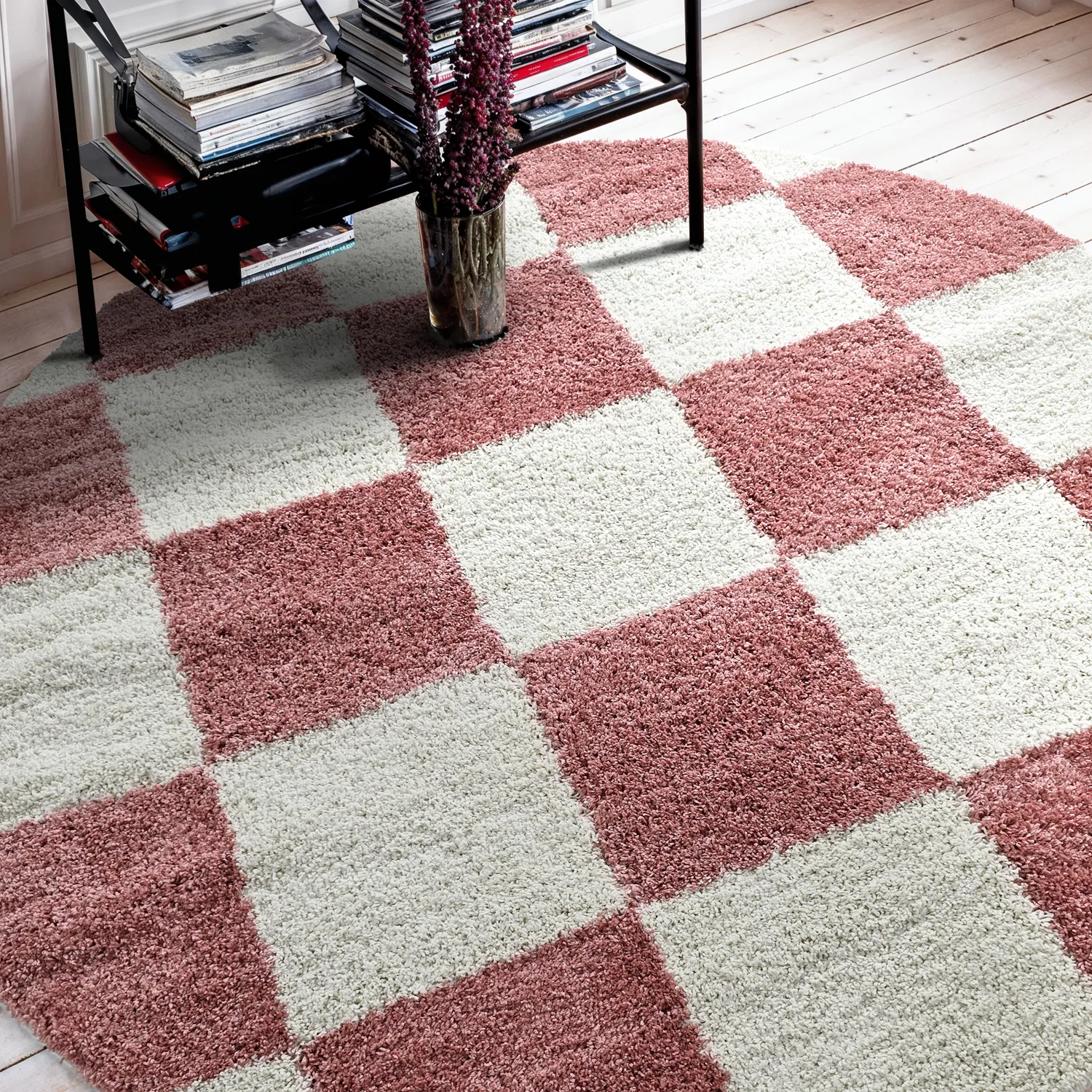 Tapis ronds - Gordes (rose/blanc)