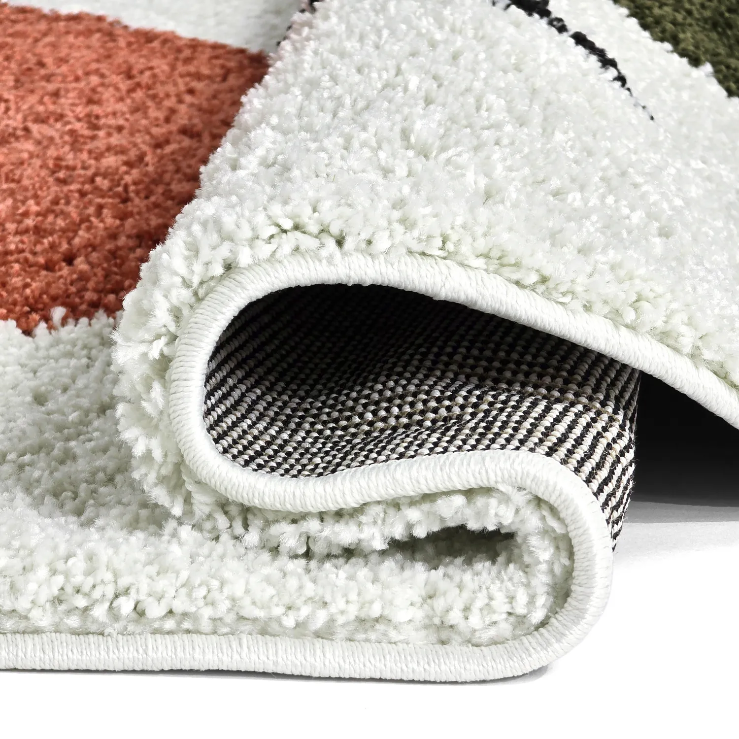 Tapis ronds - Sanghar (blanc/orange/vert)