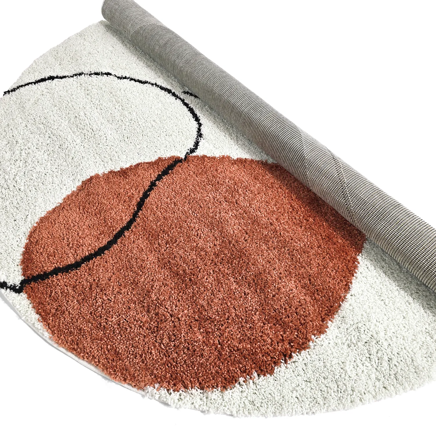 Tapis ronds - Sanghar (blanc/orange/vert)