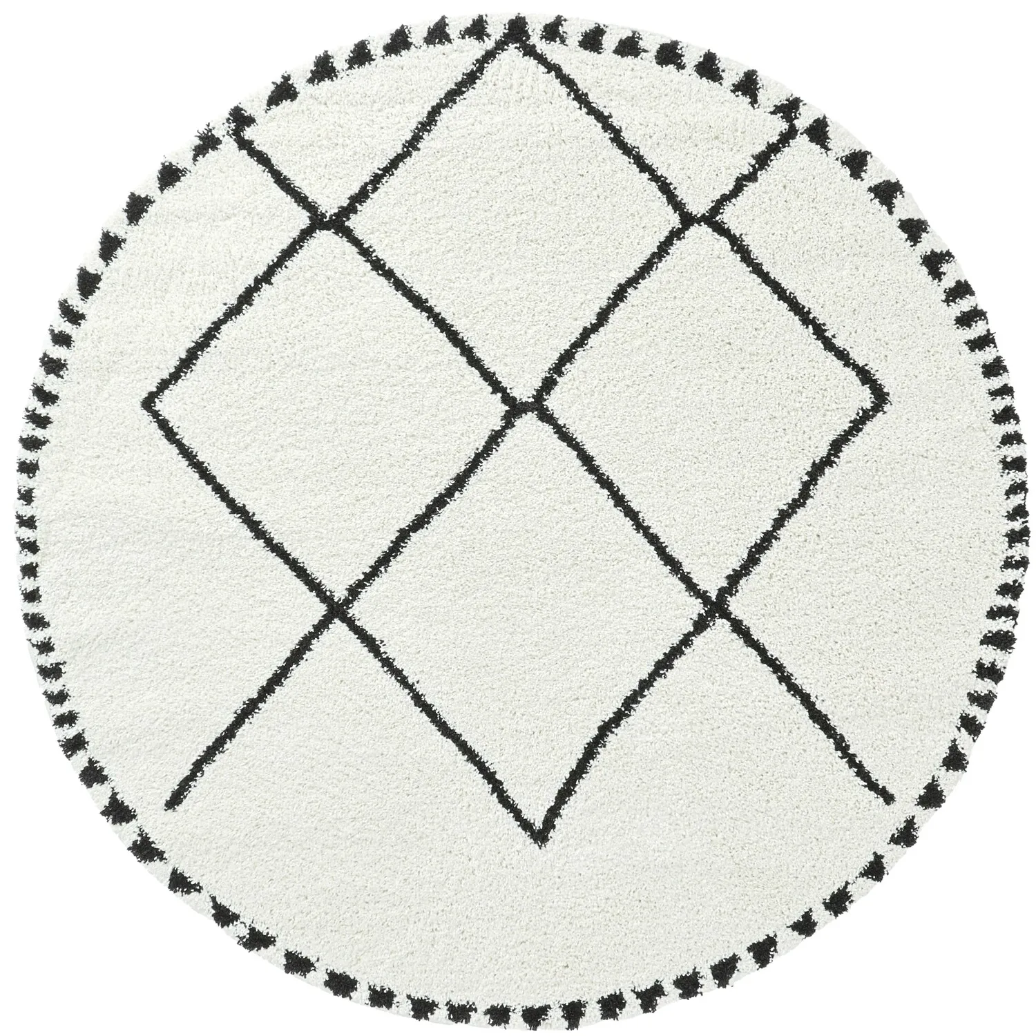 Tapis ronds - Tiznit (blanc/noir)