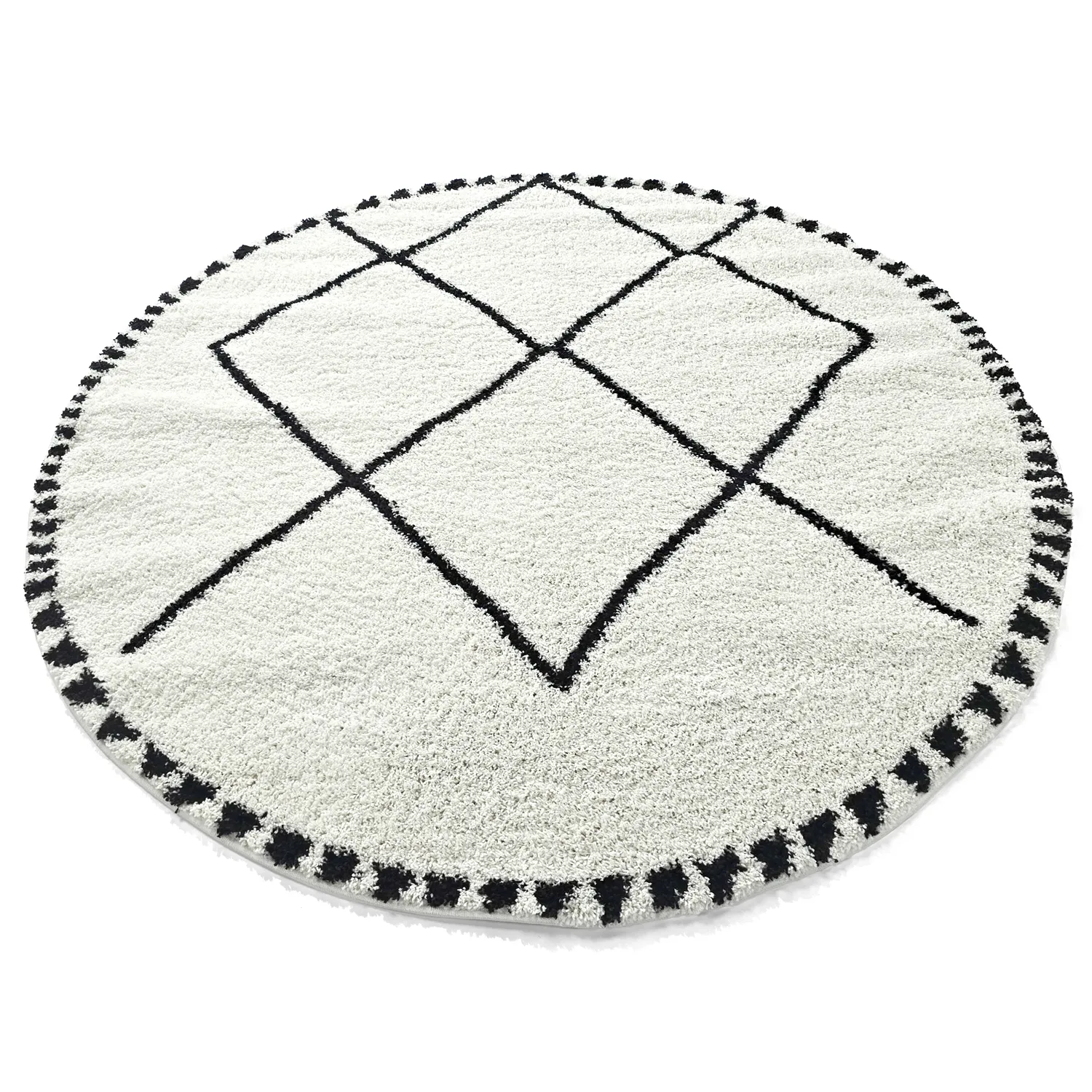 Tapis ronds - Tiznit (blanc/noir)