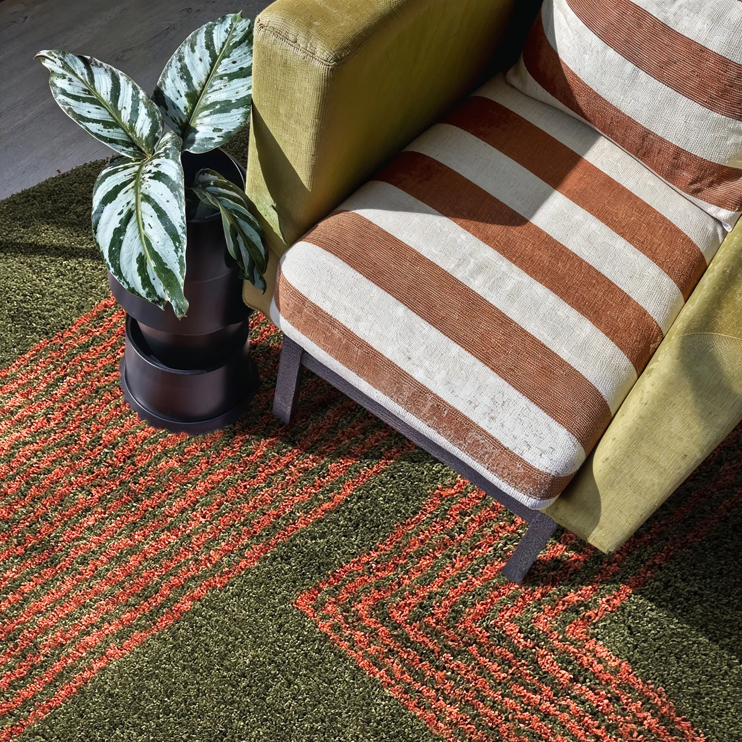 Tapis ronds - Zagora (vert/orange)