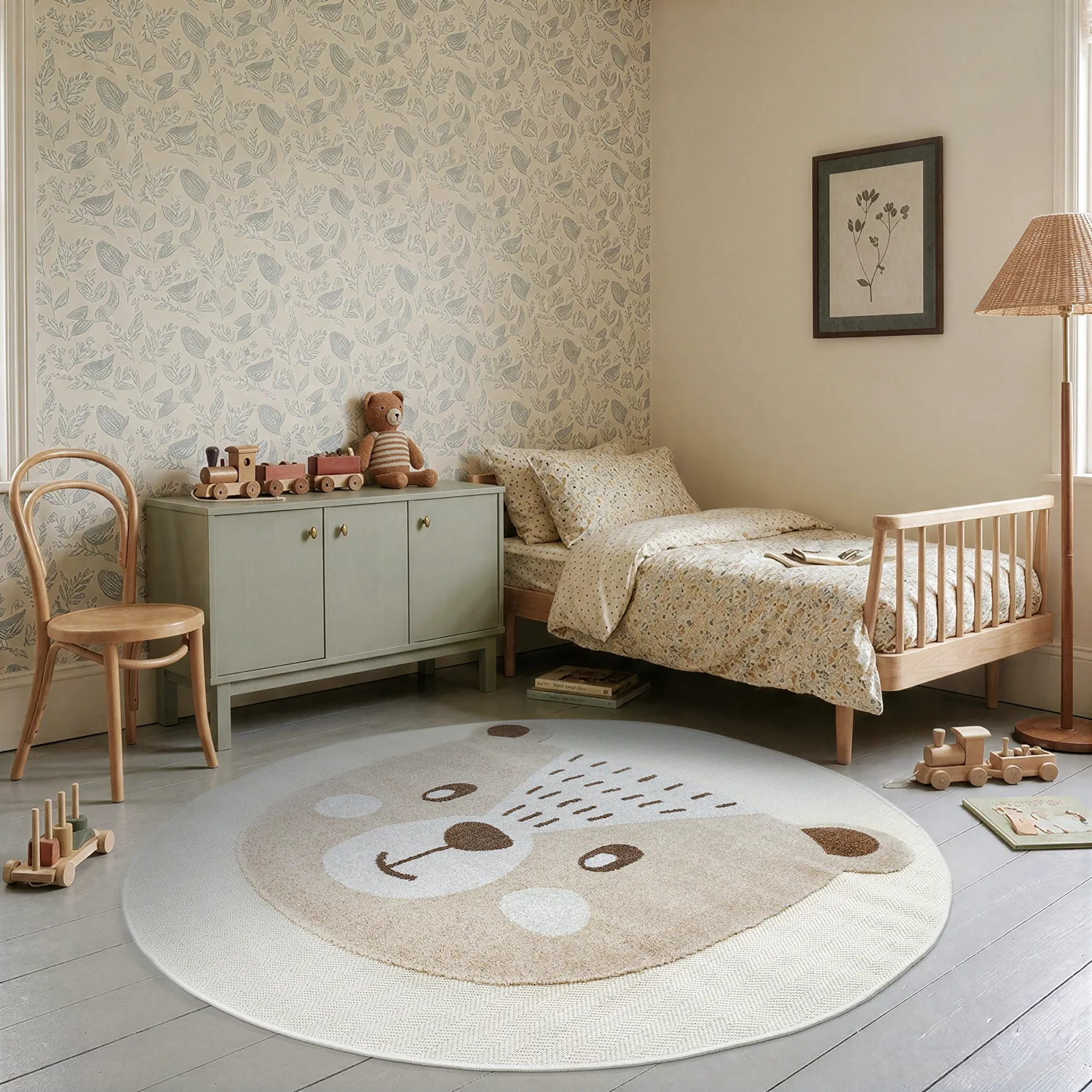 Tapis rond pour enfants - Kind Bear (crème)