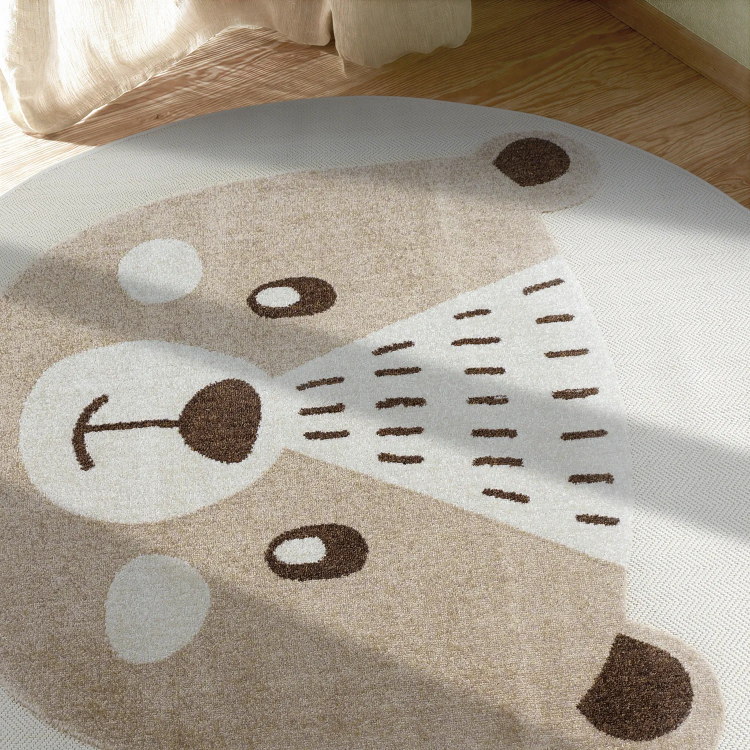 Tapis rond pour enfants - Kind Bear (crème)