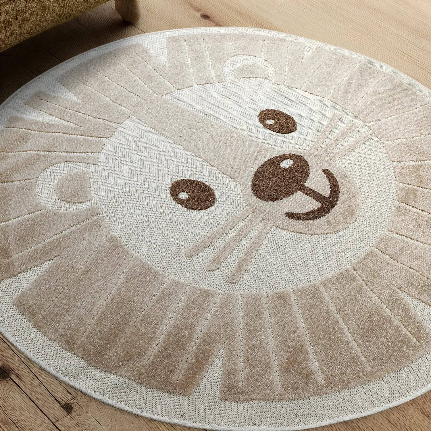Tapis rond pour enfants - Kind Lion (crème)