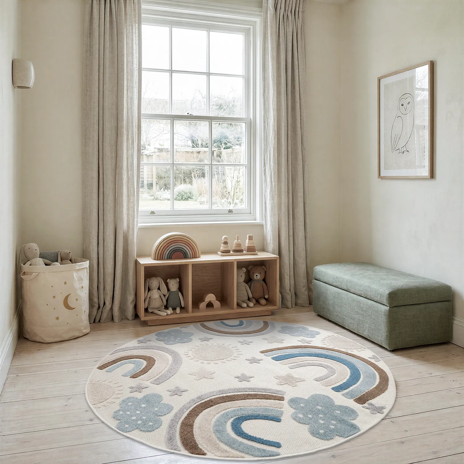 Tapis rond pour enfants - Rainbow Potpourri (crème/multicolore)