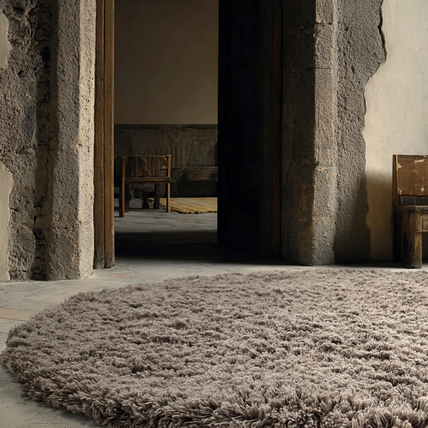 Tapis rond - Aliste Wool Shaggy (marron)