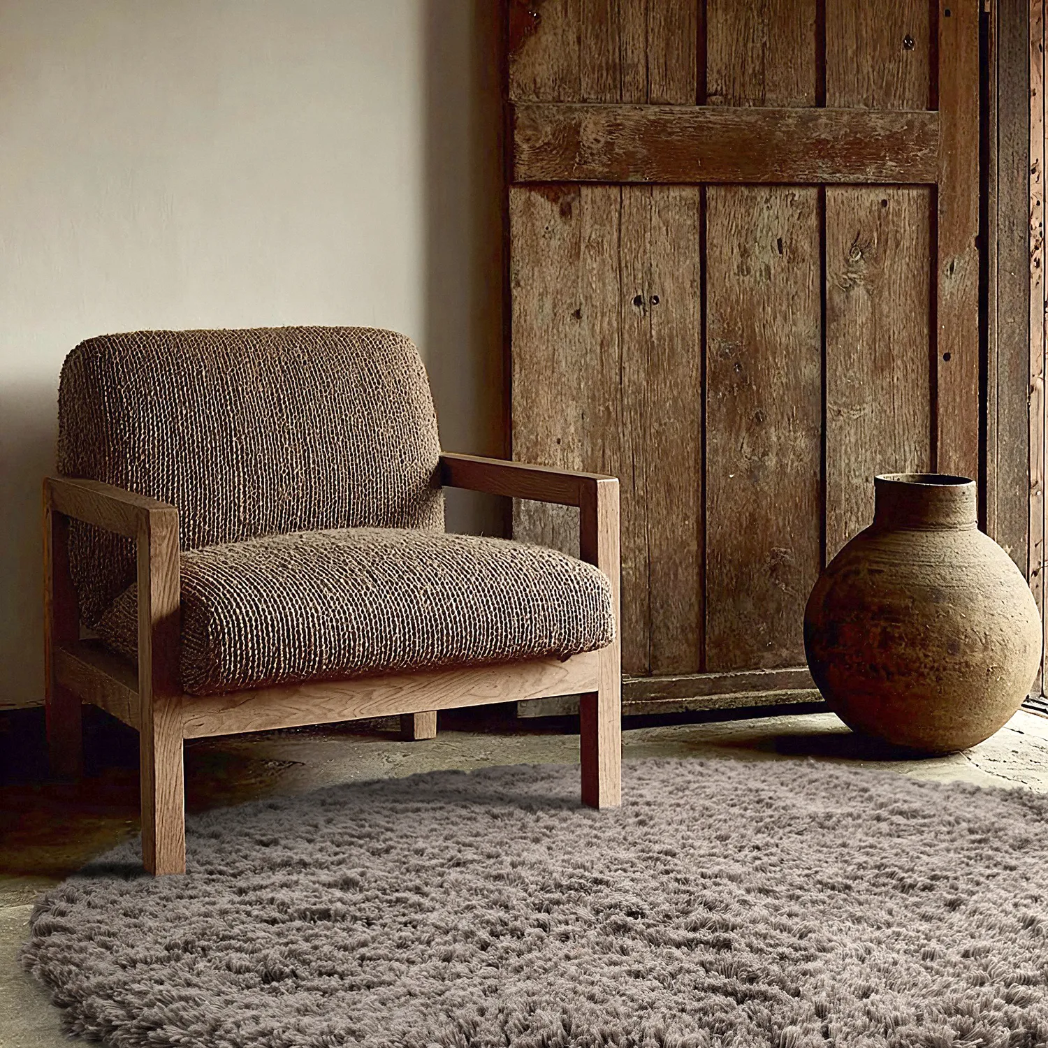 Tapis rond - Aliste Wool Shaggy (marron)