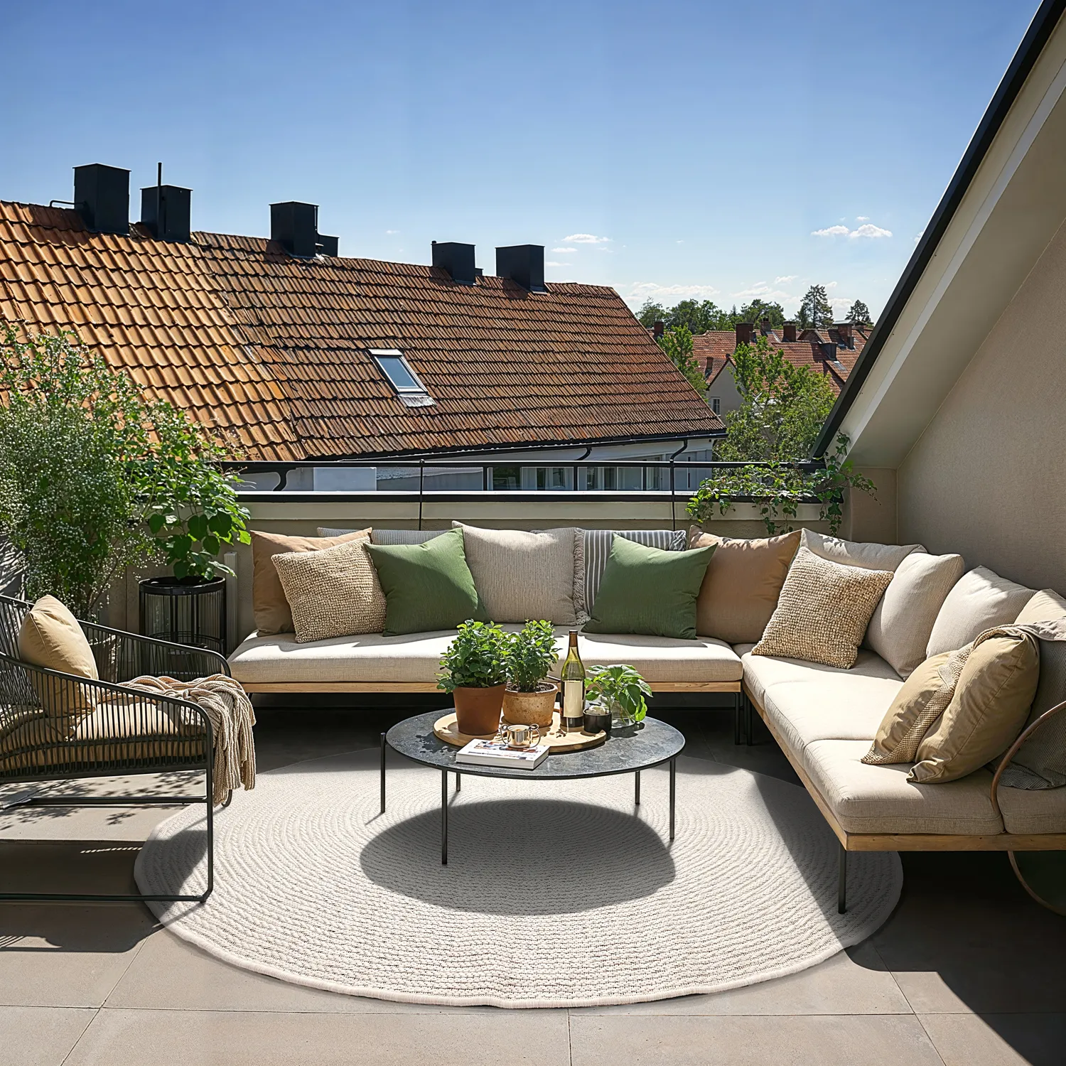Tapis rond - Intérieur/Extérieur Arlo (blanc cassé)