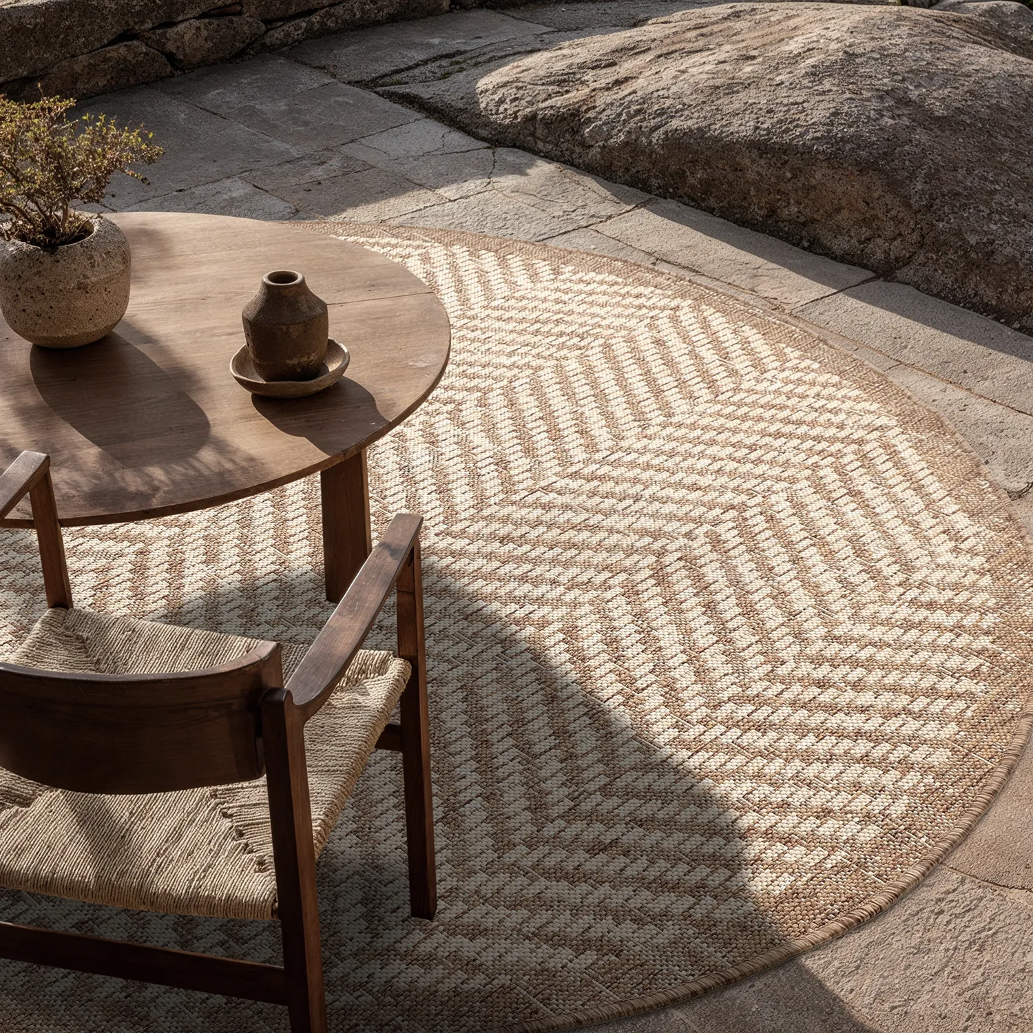 Tapis rond - Indoor/Outdoor Donora (marron)