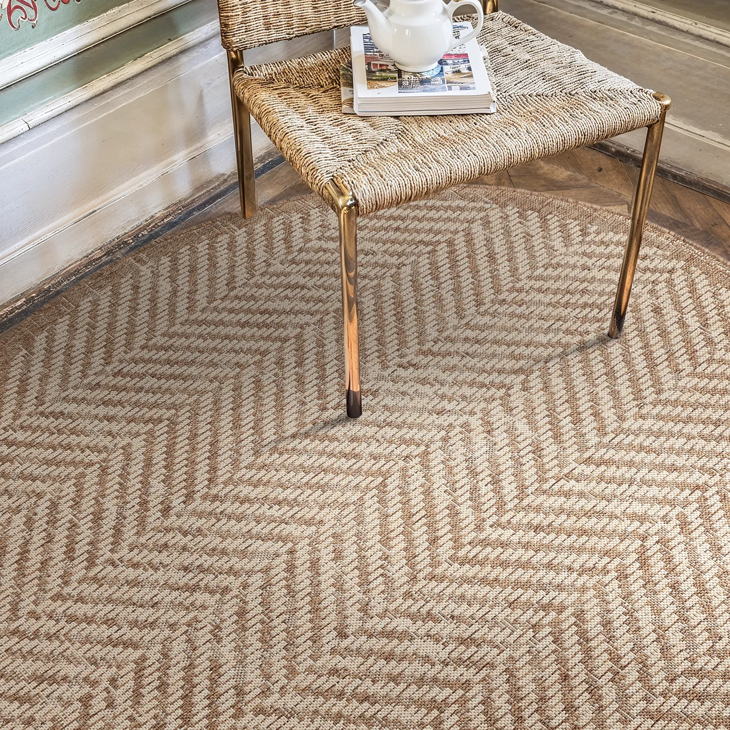 Tapis rond - Indoor/Outdoor Donora (marron)