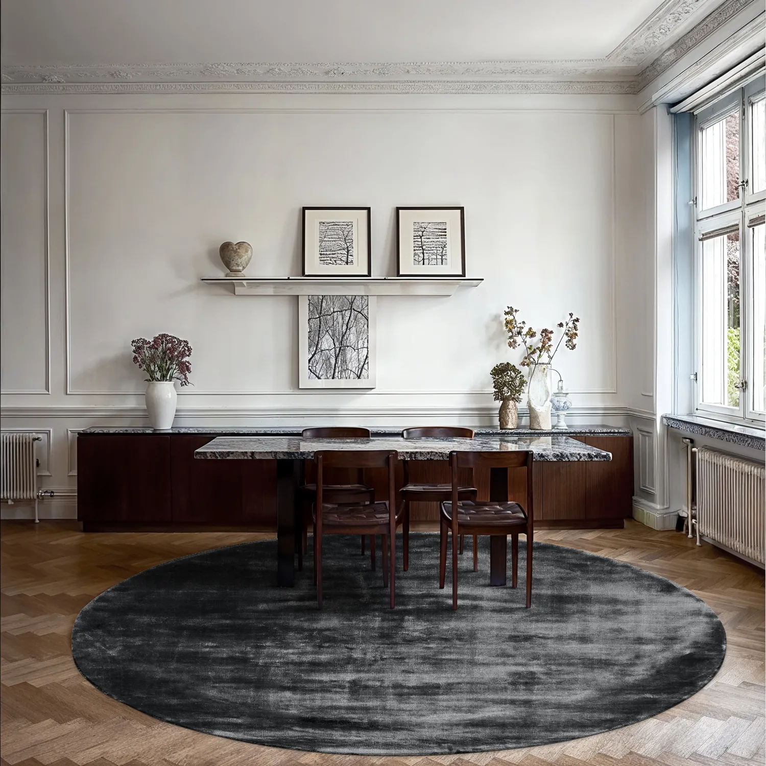 Tapis rond - Jodhpur Special Luxury Edition (noir)