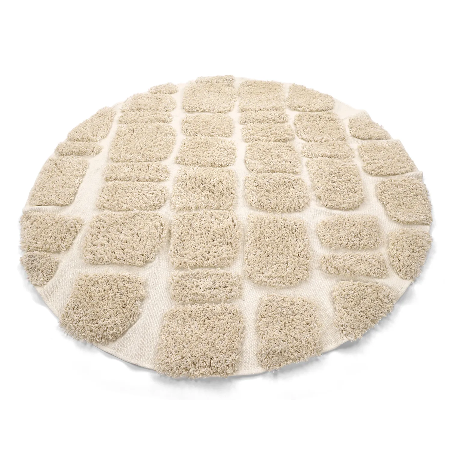 Tapis rond - Otranto Natural Cotton Shaggy (blanc cassé)
