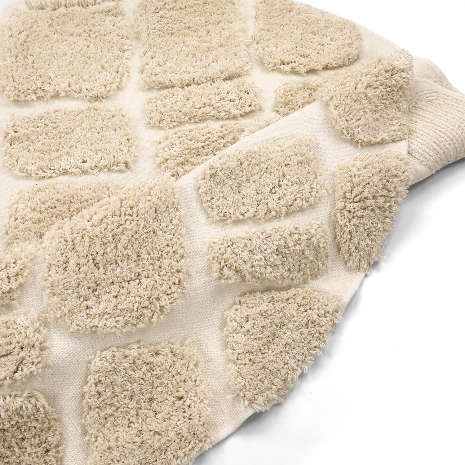 Tapis rond - Otranto Natural Cotton Shaggy (blanc cassé)