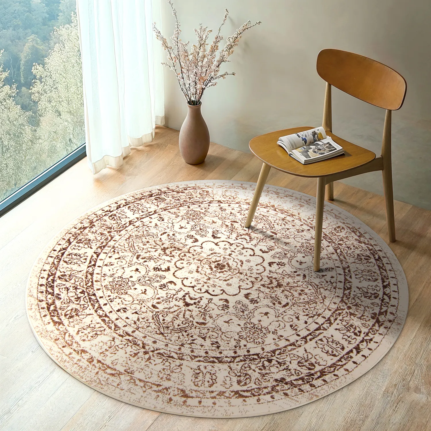 Tapis rond - Peking Noble (blanc)
