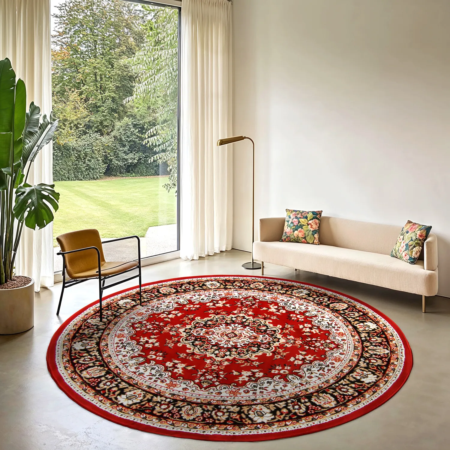Tapis rond - Peking (rouge)