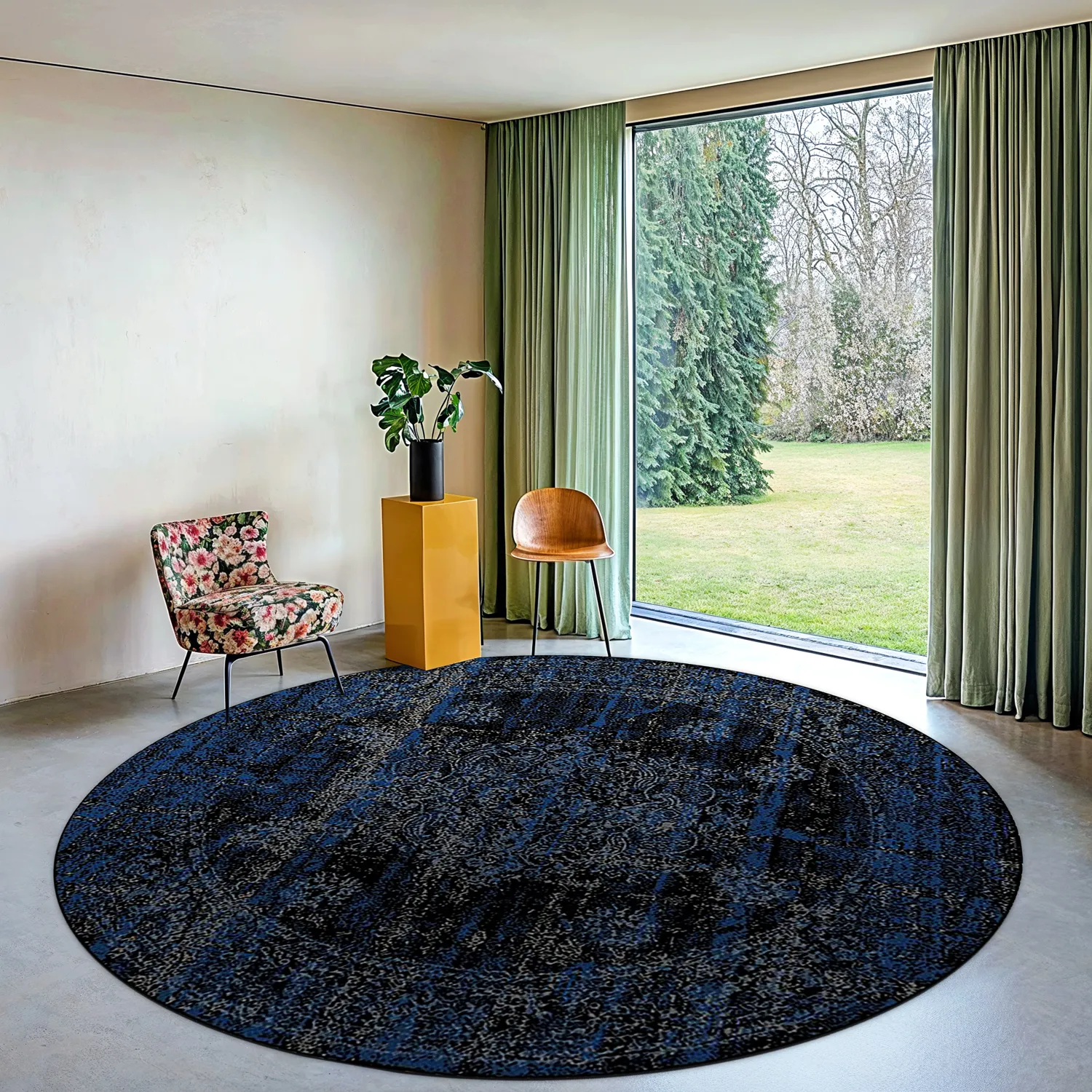Tapis rond - Peking Royal (bleu marine)