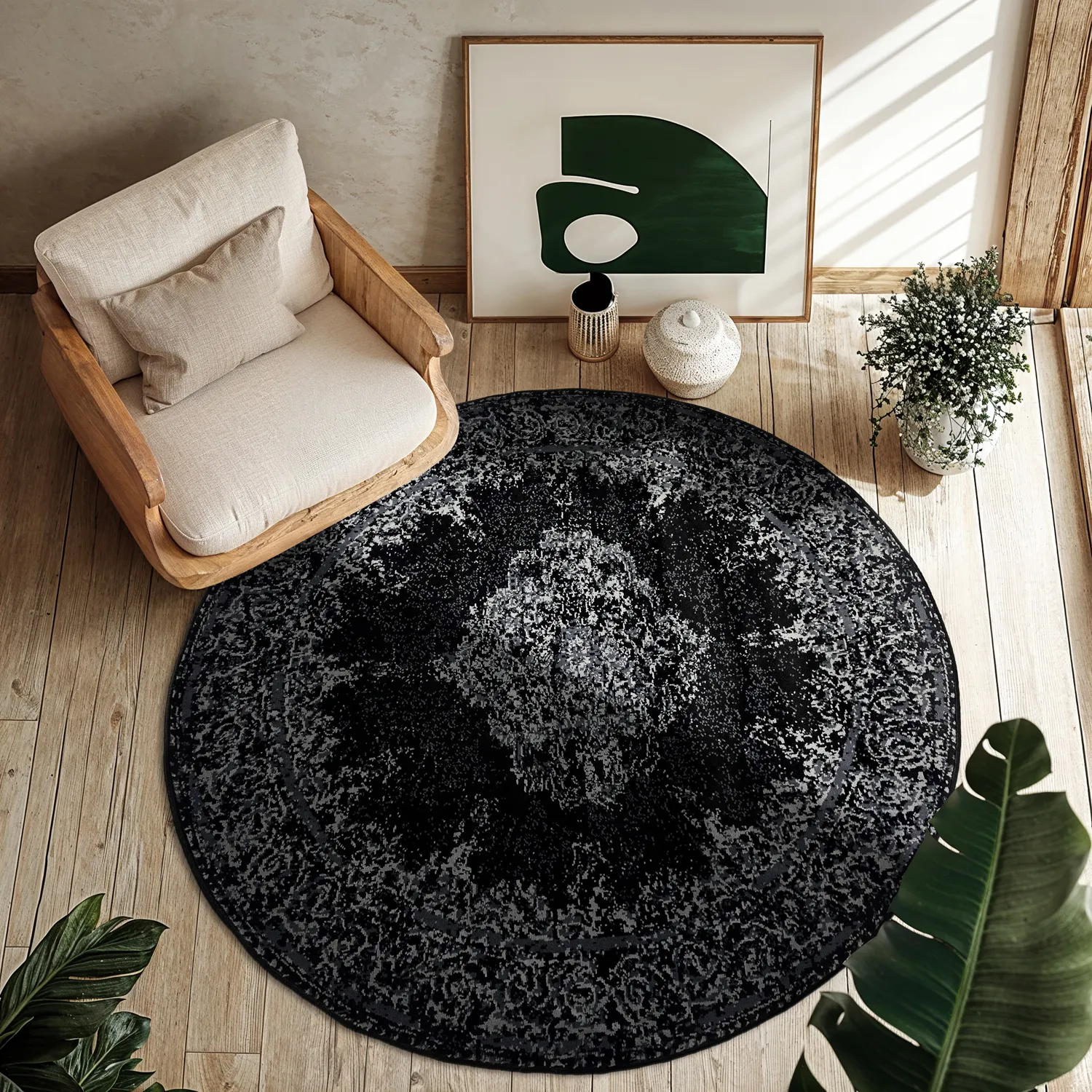 Tapis rond - Pékin (noir)