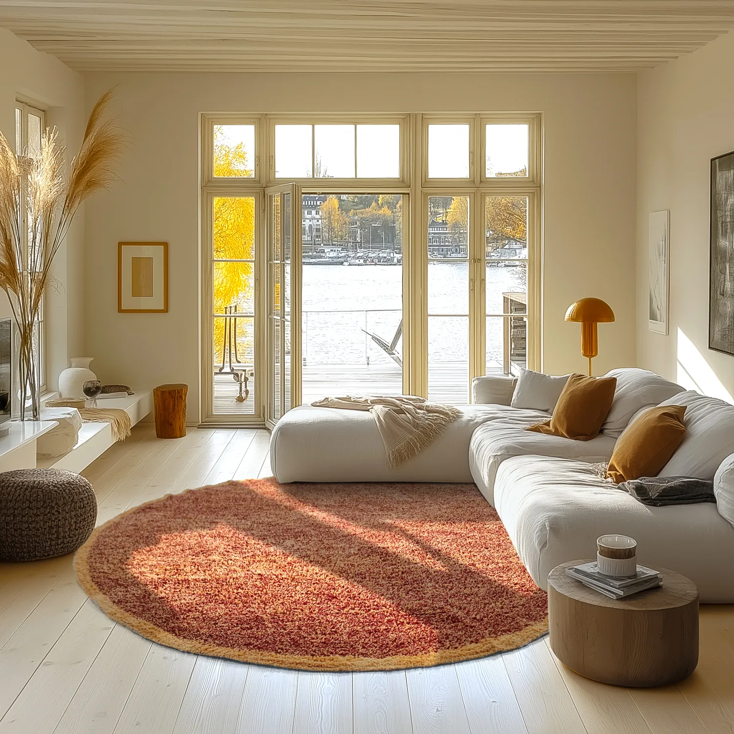 Tapis rond - Celina Natural Cotton Shaggy (rouge)