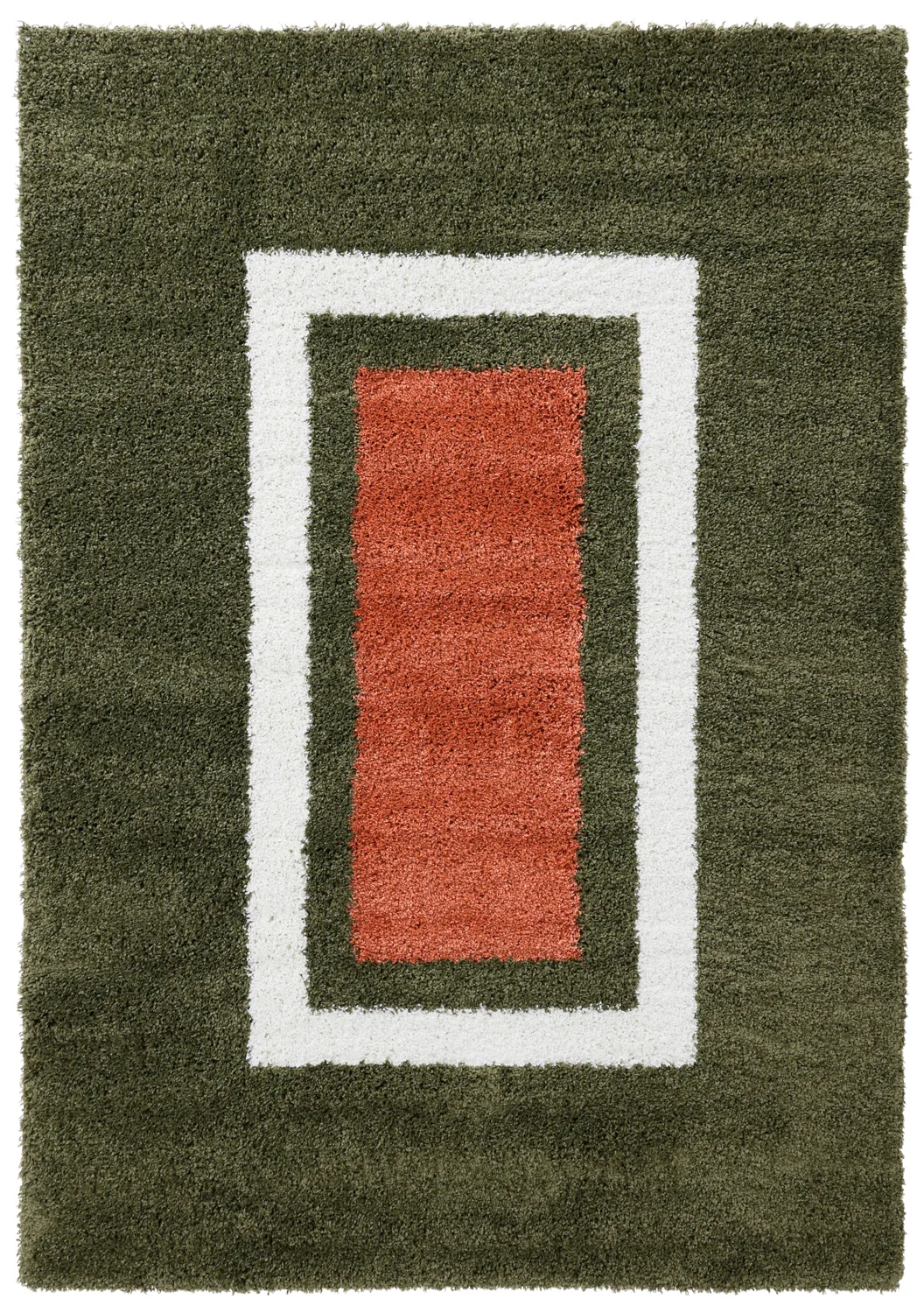 Tapis à poils longs - Alsace (vert/blanc/orange)