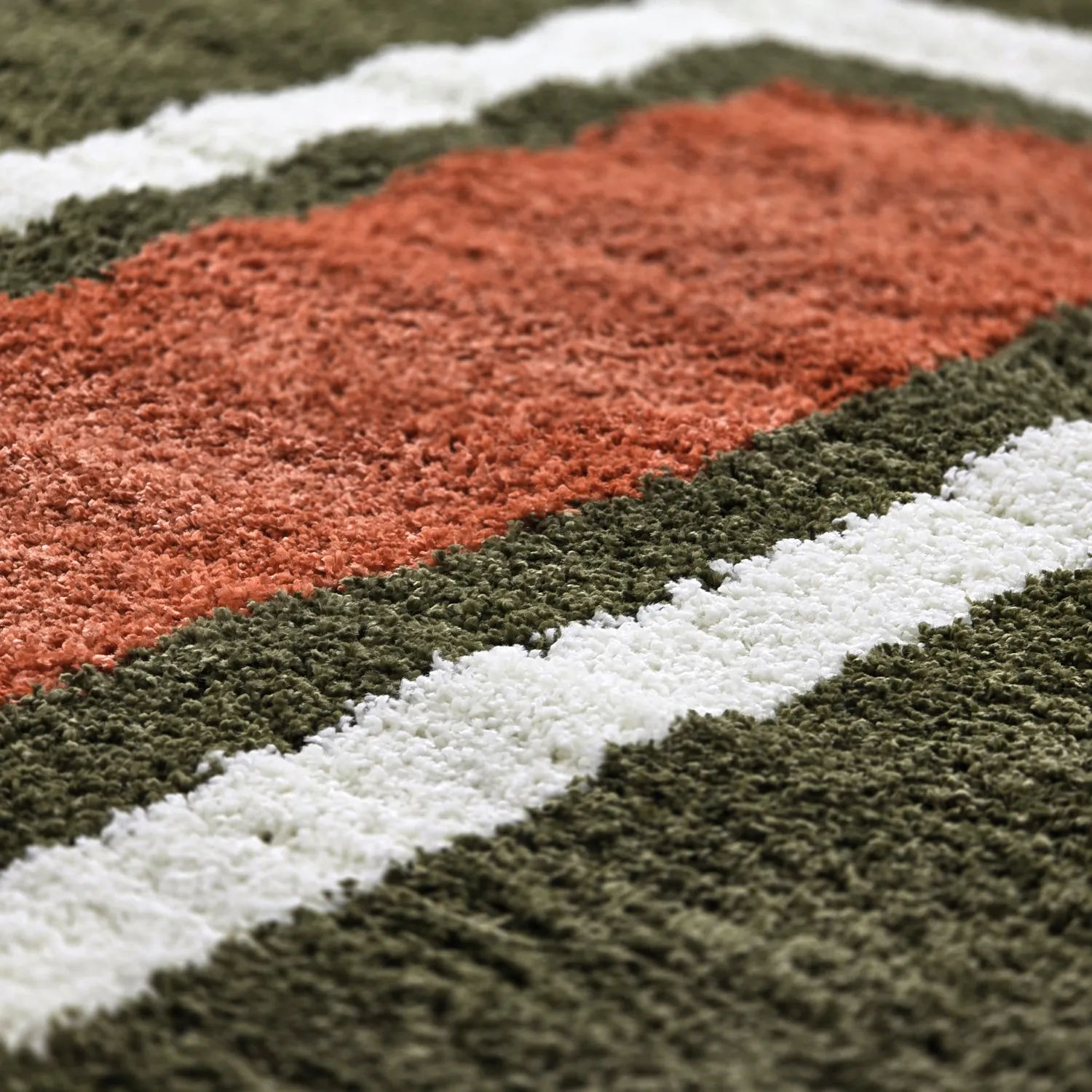 Tapis à poils longs - Alsace (vert/blanc/orange)