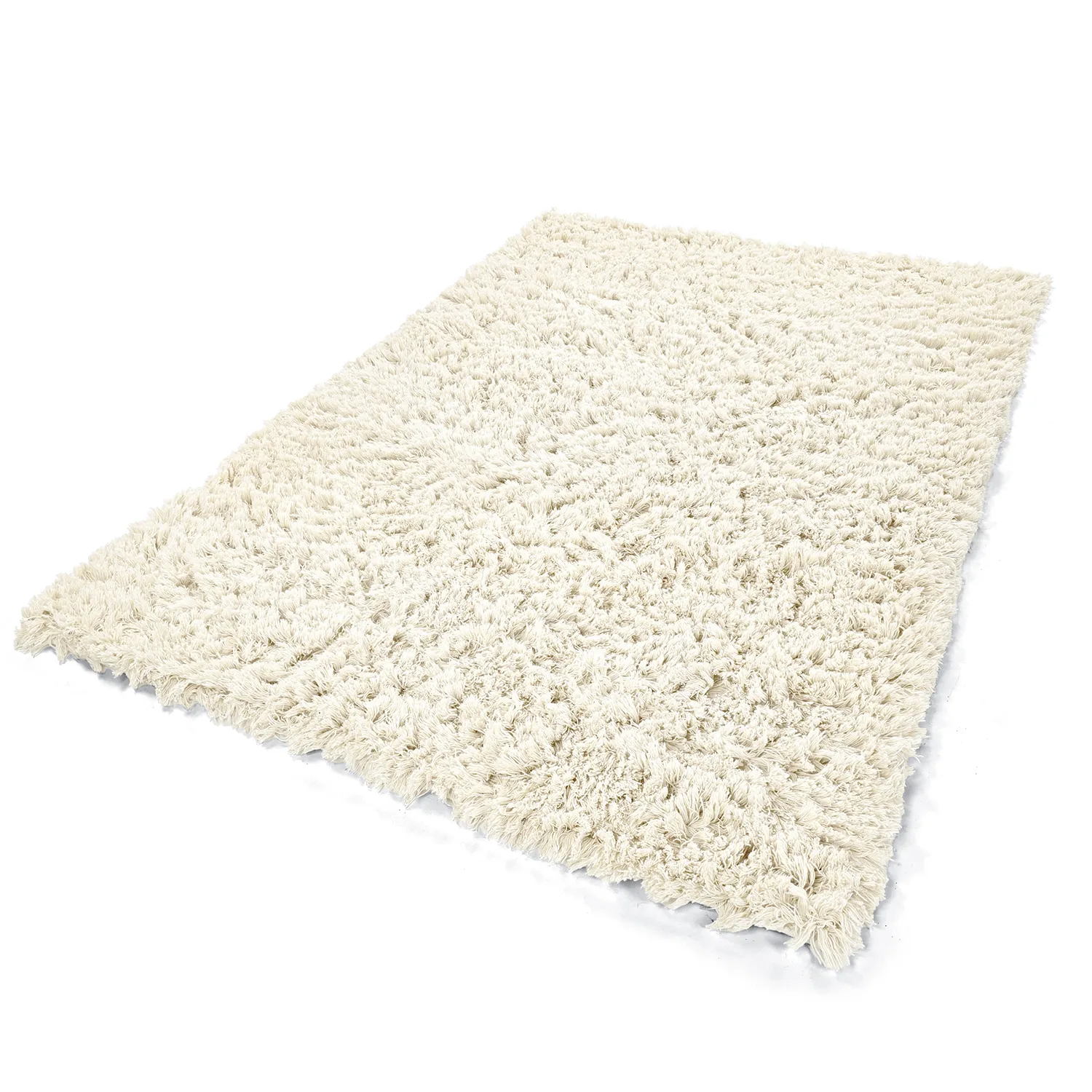 Tapis shaggy - Fassale Hand Woven Wool Shaggy (blanc)