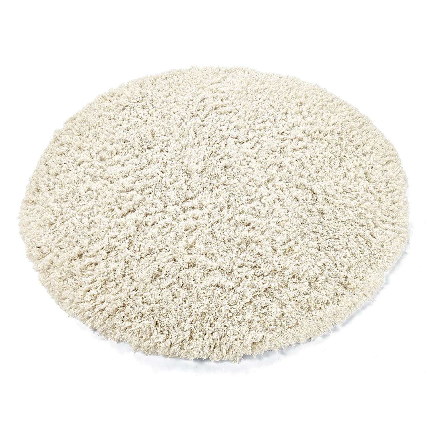Tapis rond - Fassale Hand Woven Wool Shaggy (blanc)