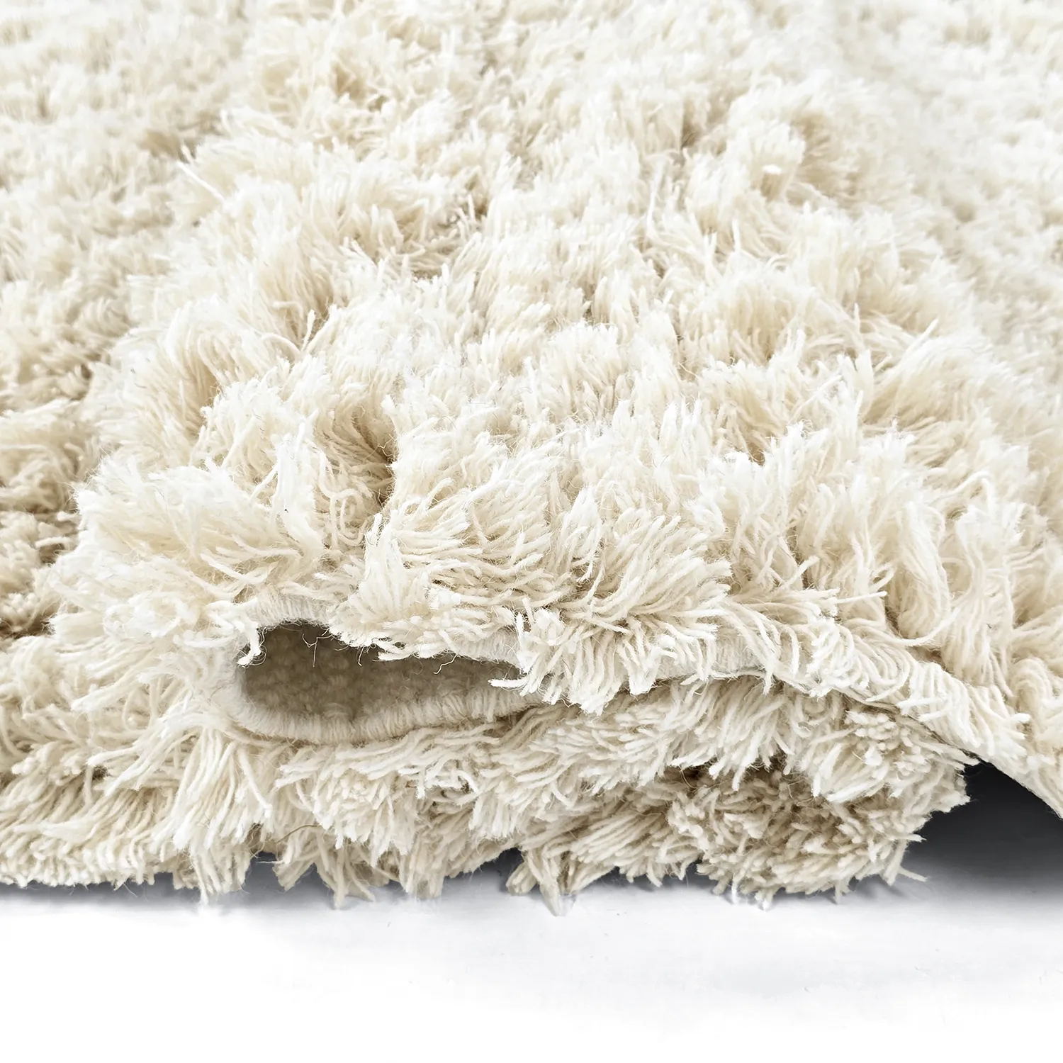 Tapis rond - Fassale Hand Woven Wool Shaggy (blanc)