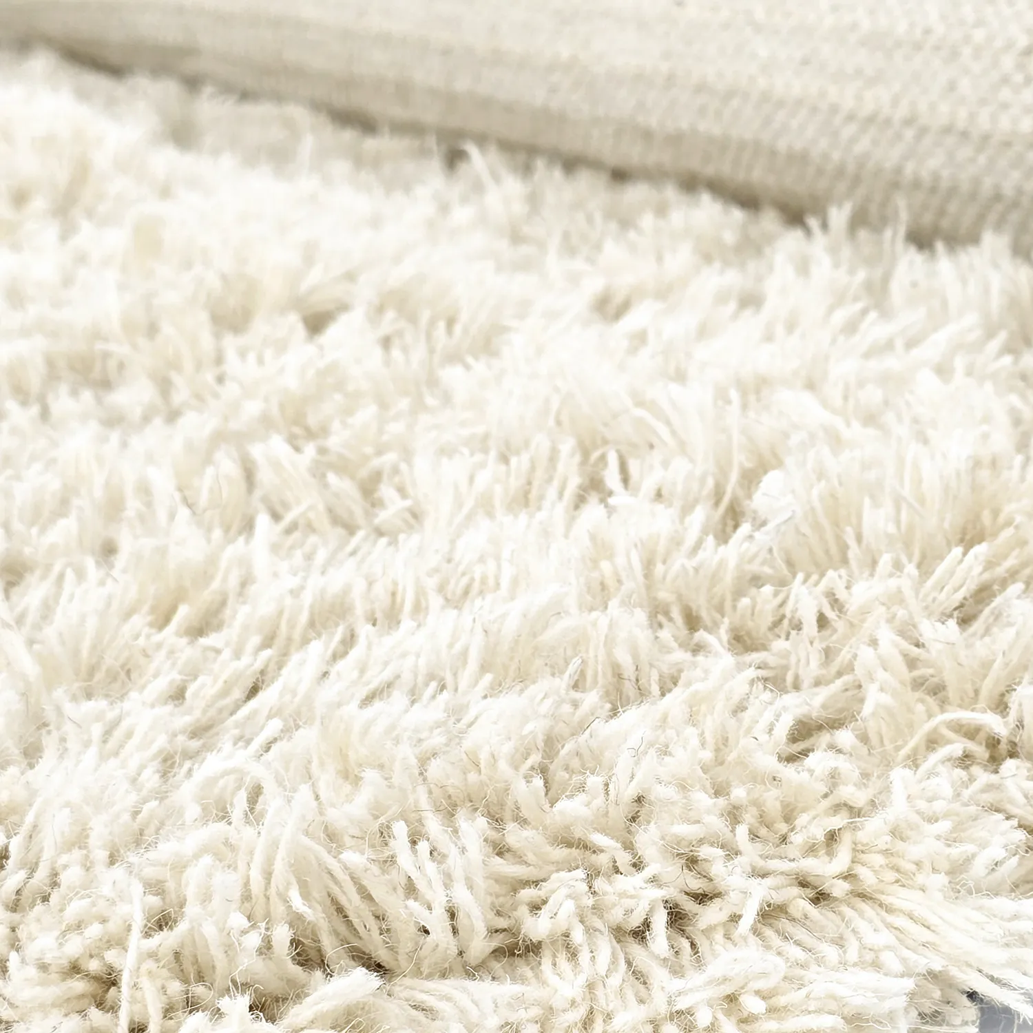 Tapis rond - Fassale Hand Woven Wool Shaggy (blanc)