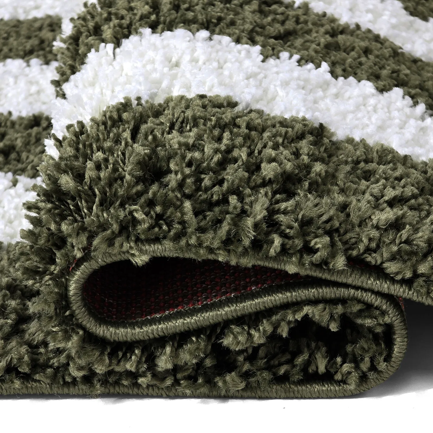 Tapis à poils longs - Imilchil (blanc/vert)