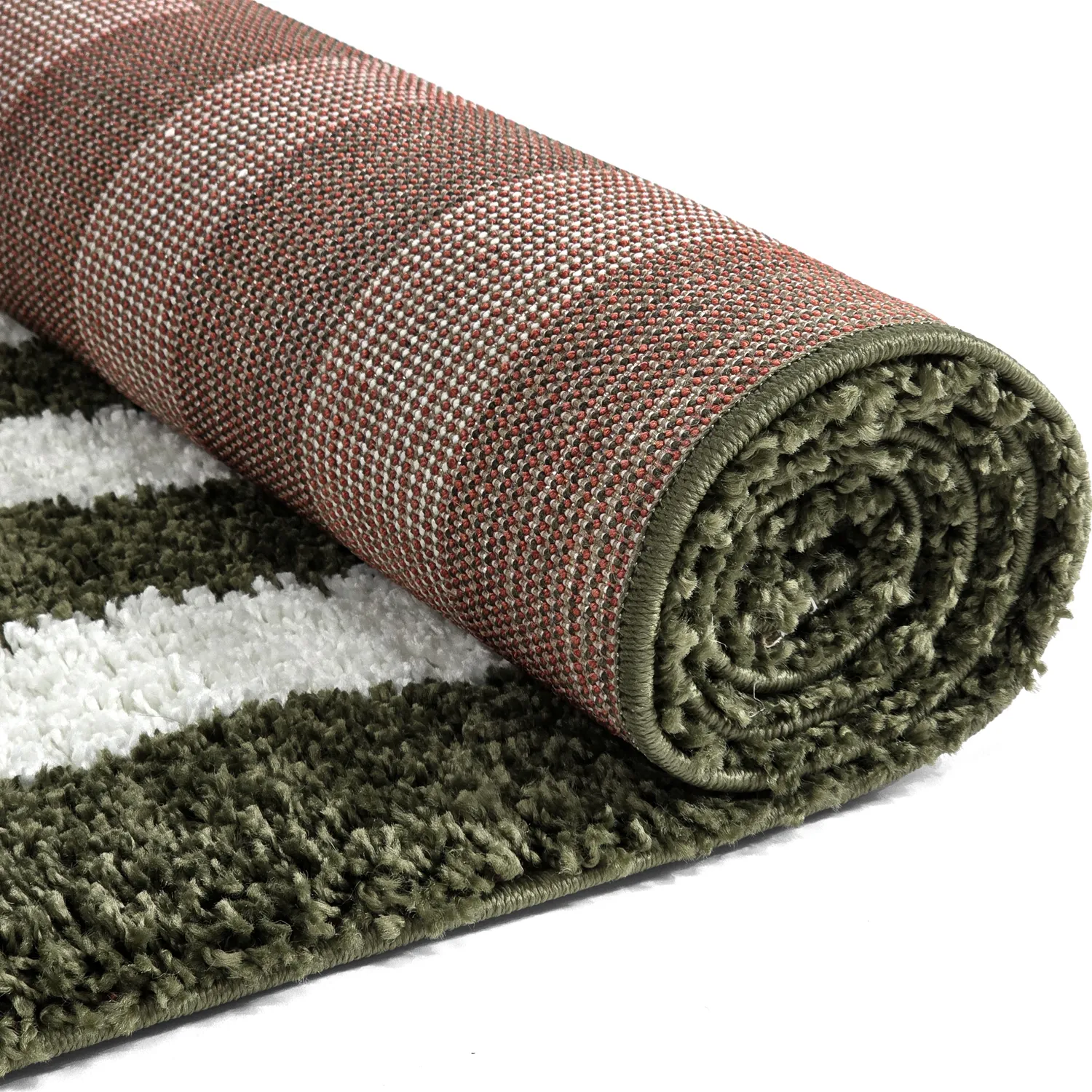 Tapis à poils longs - Imilchil (blanc/vert)