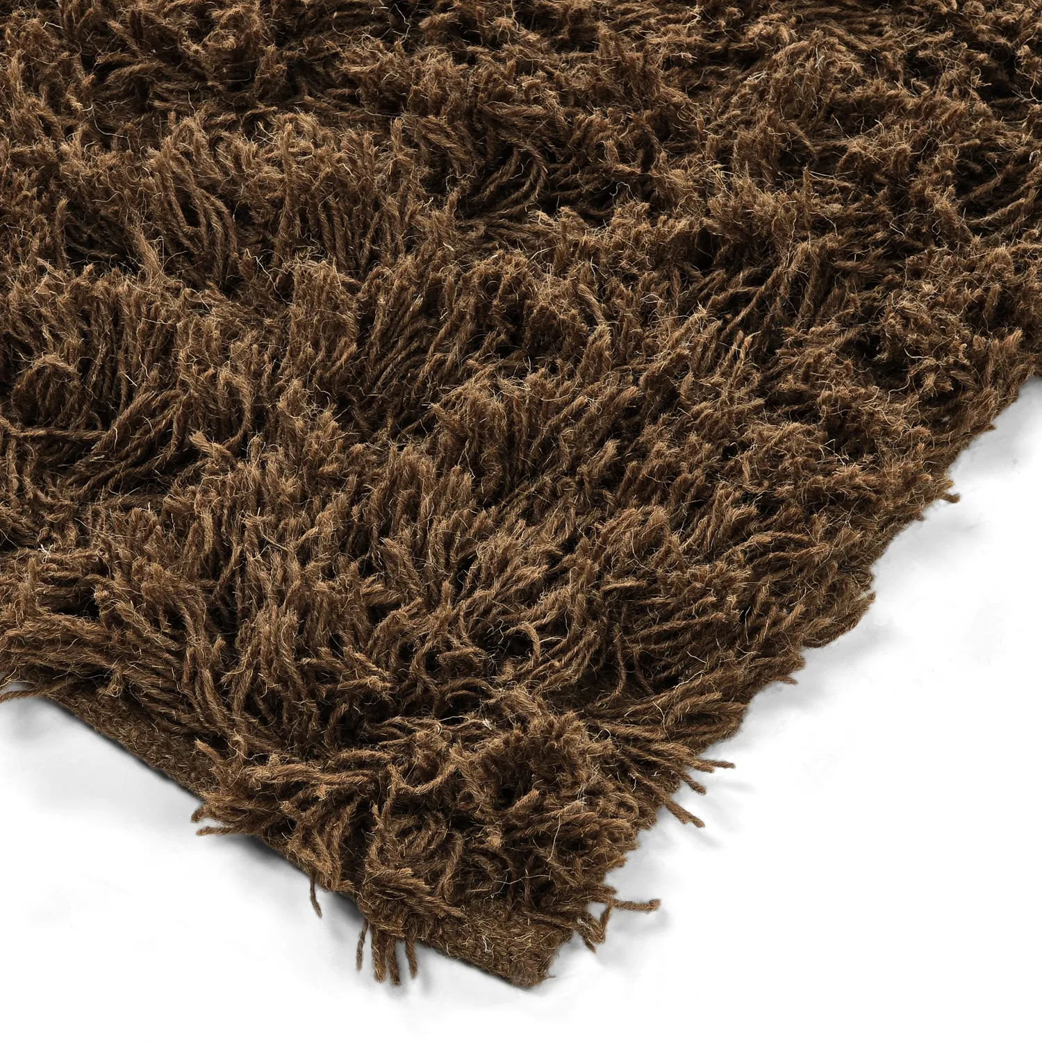 Tapis à poils longs - Melilla Hand Woven Wool Shaggy (marron)