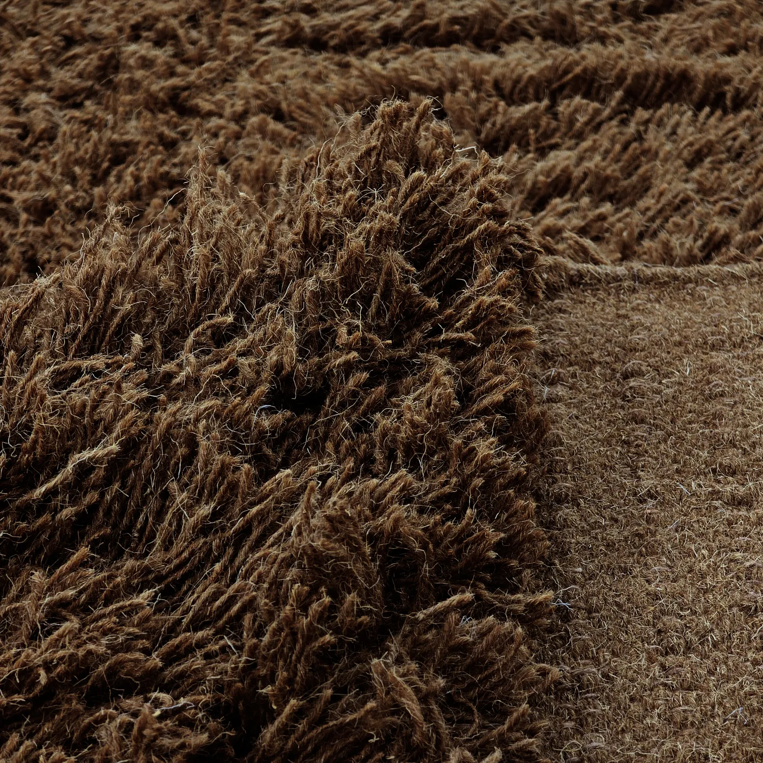 Tapis à poils longs - Melilla Hand Woven Wool Shaggy (marron)