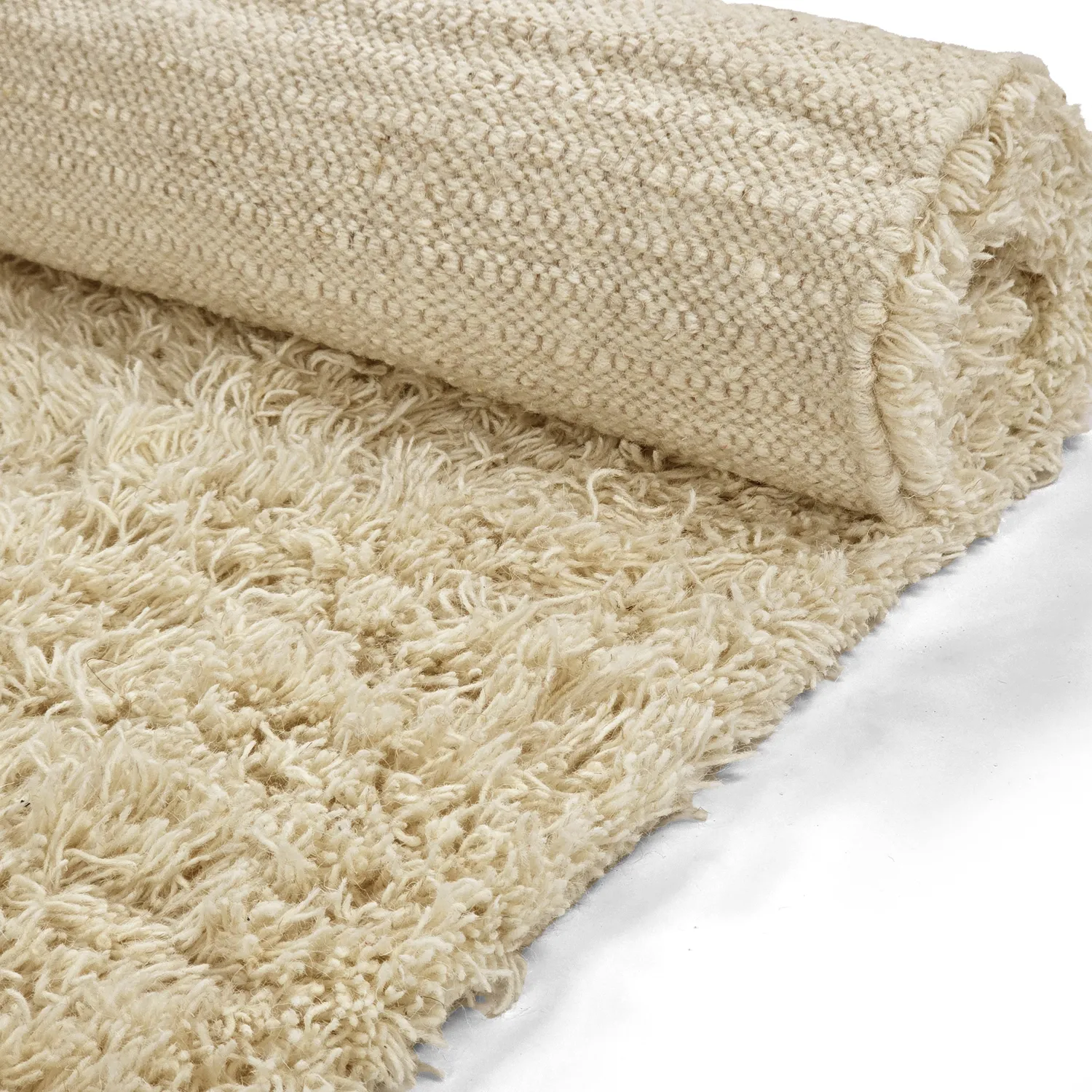 Tapis à poils longs - Melilla Hand Woven Wool Shaggy (naturel)