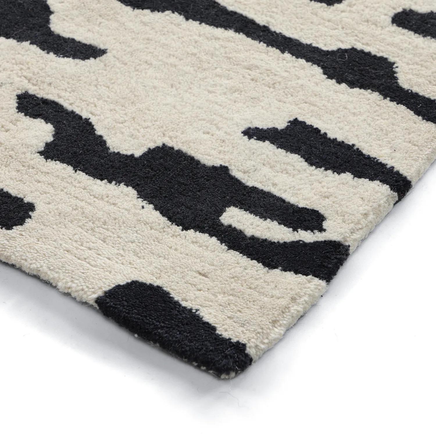 Tapis shaggy - Zebra Tufted Wool Premium (blanc/noir)
