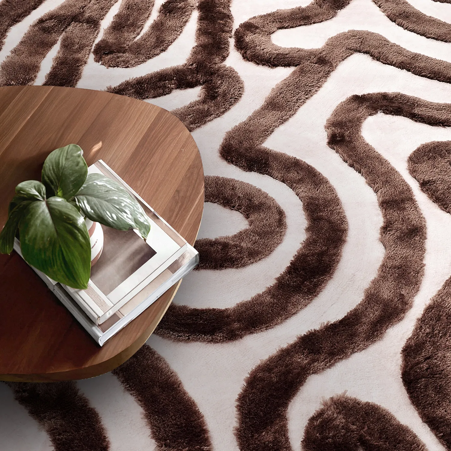 Tapis shaggy - Akaba (brun/rose clair)
