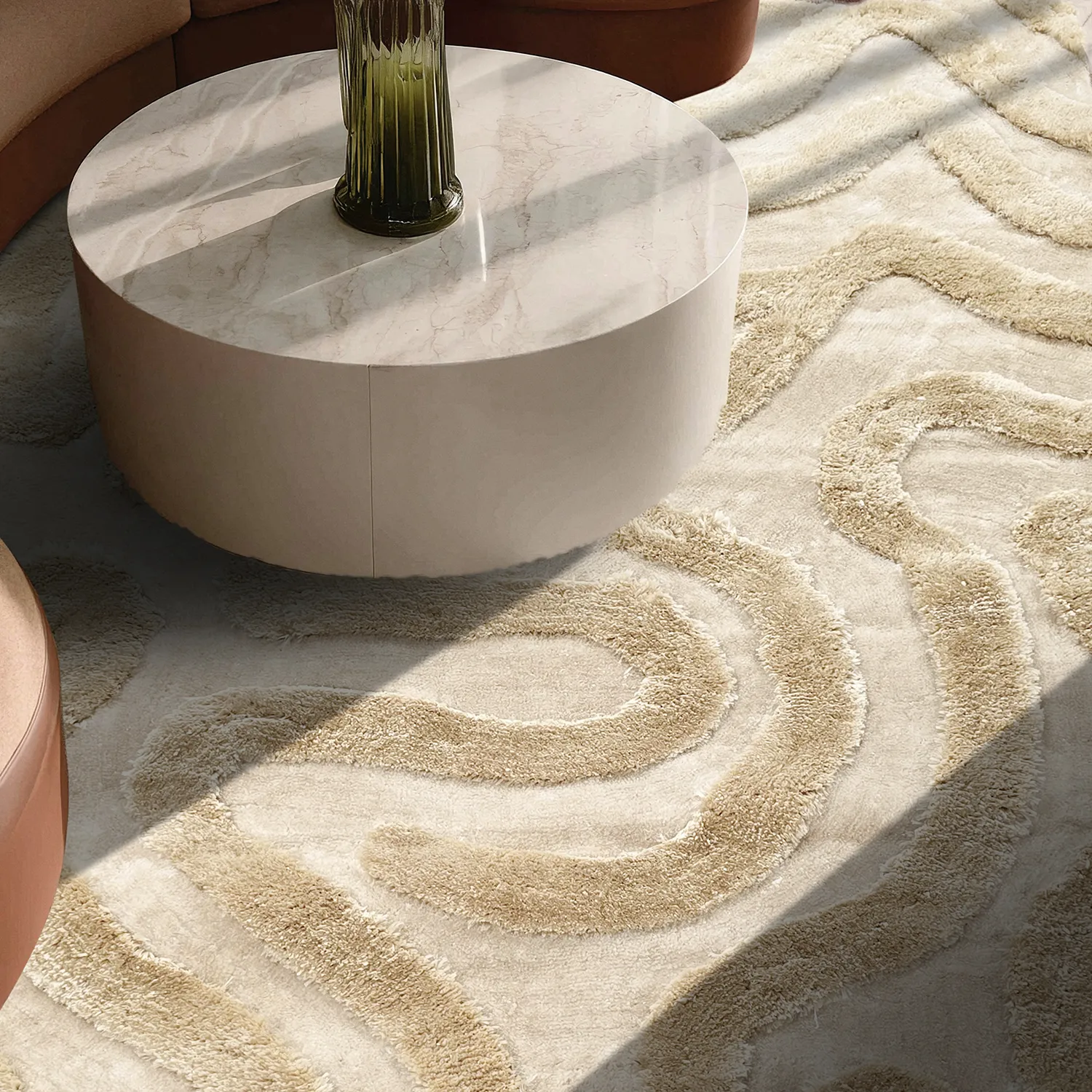 Tapis shaggy - Akaba (crème/beige)