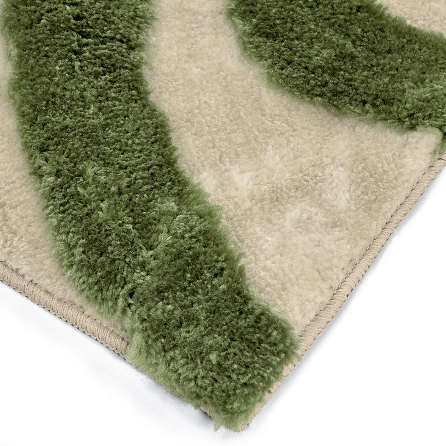 Tapis shaggy - Akaba (crème/vert)