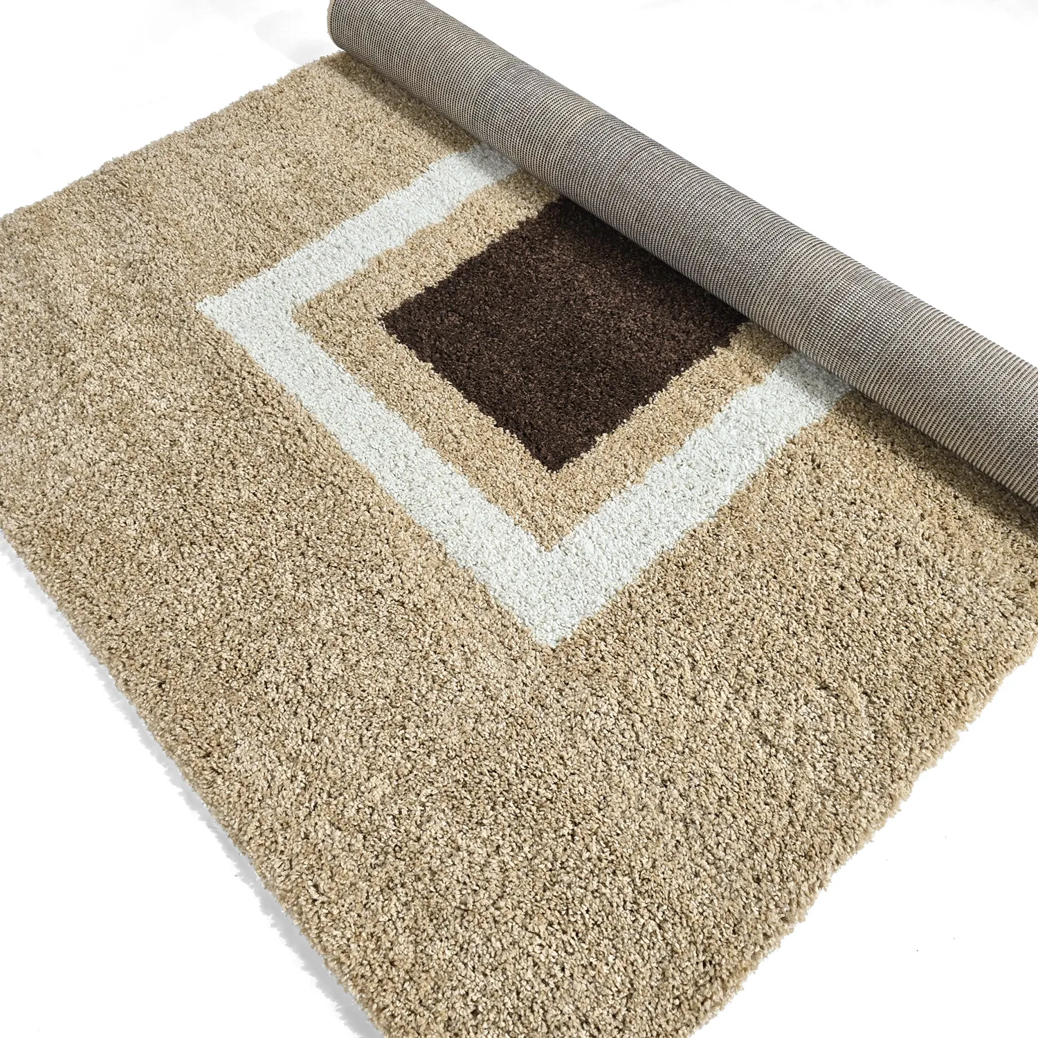 Tapis à poils longs - Alsace (beige/blanc/marron)