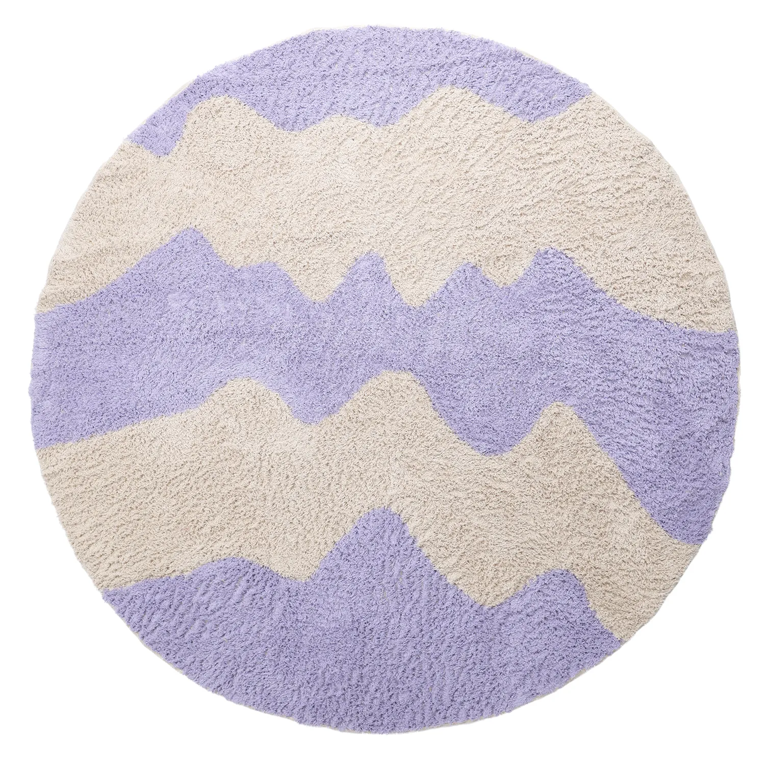 Tapis rond - Amira Natural Cotton Shaggy (violet/beige)