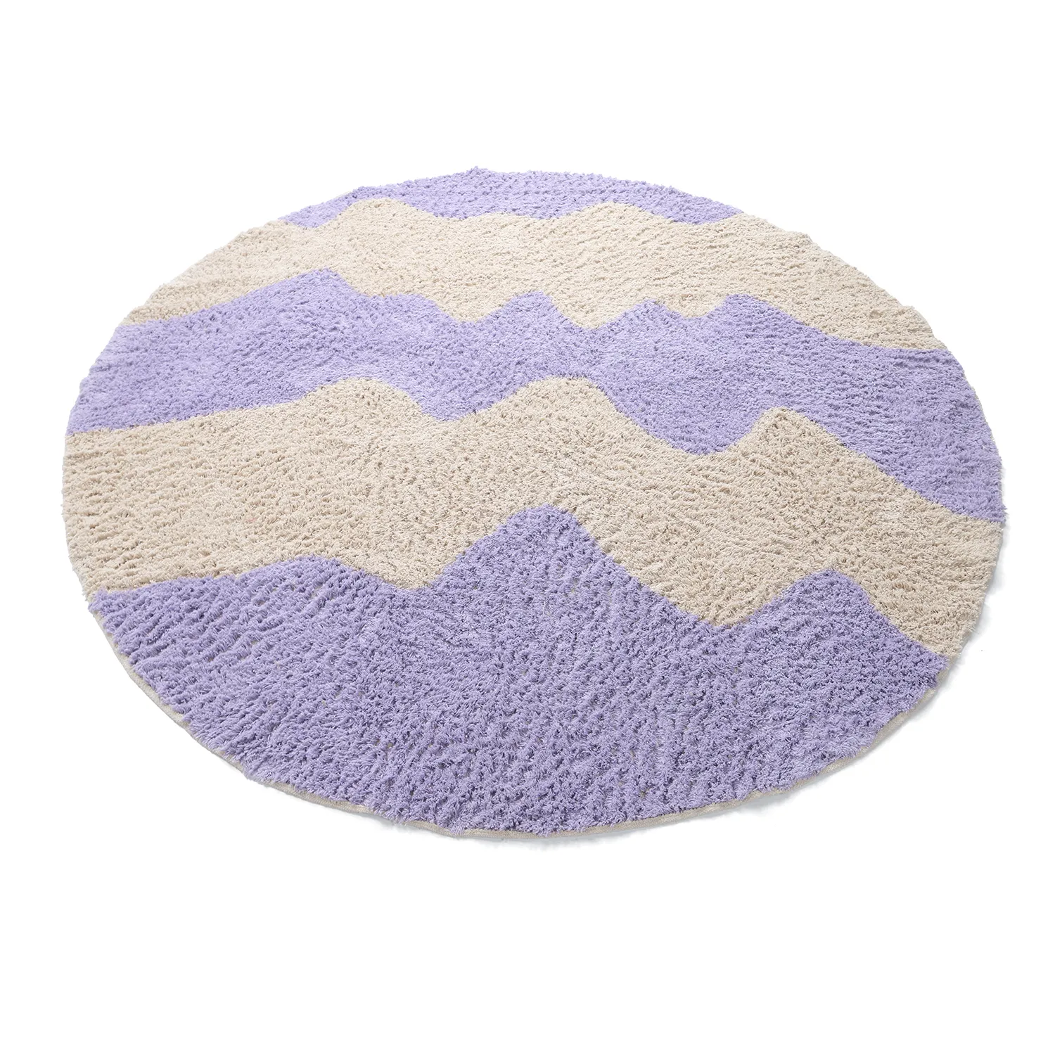 Tapis rond - Amira Natural Cotton Shaggy (violet/beige)