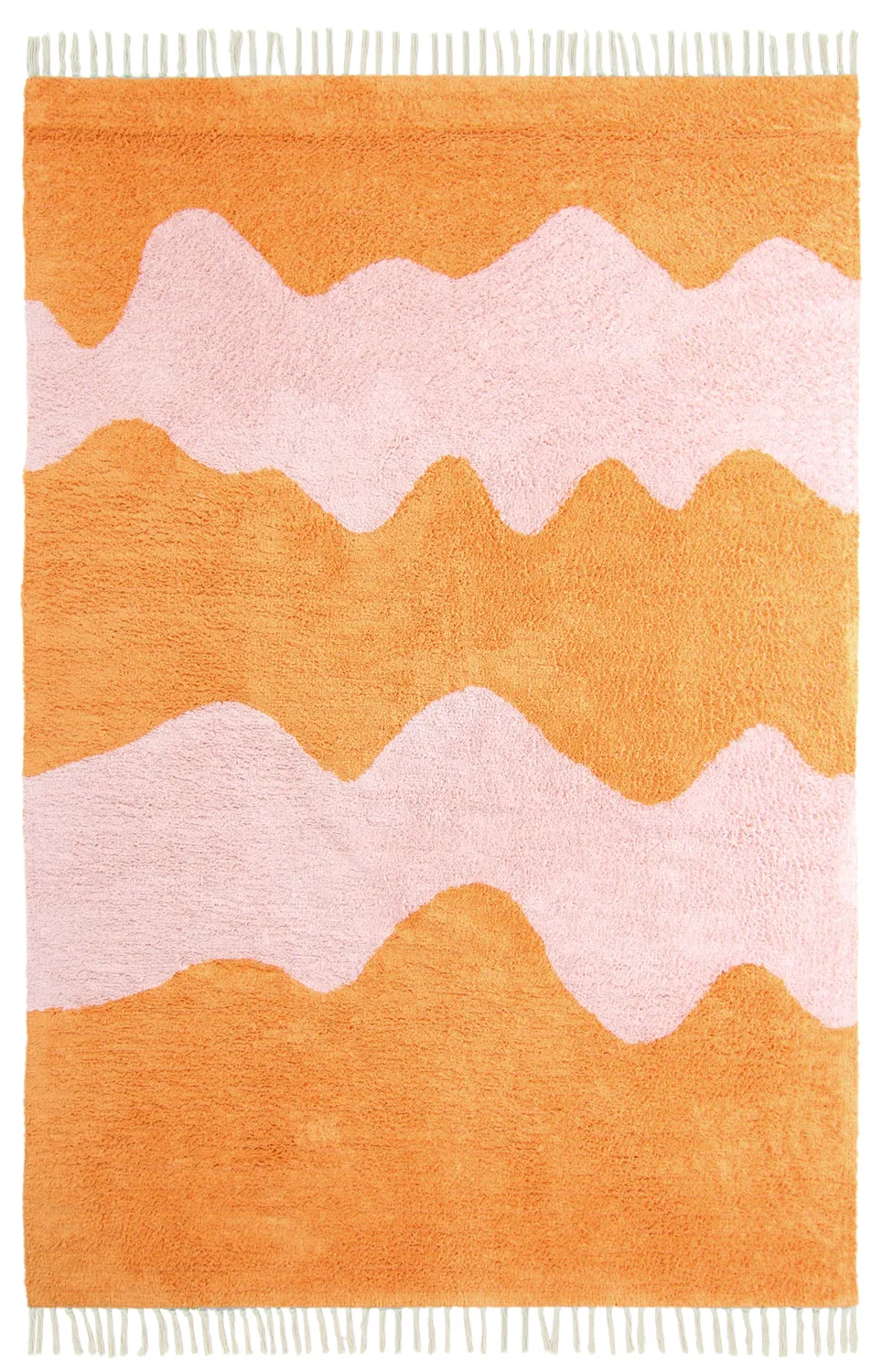 Tapis shaggy - Amira Natural Cotton Shaggy (orange/rose)