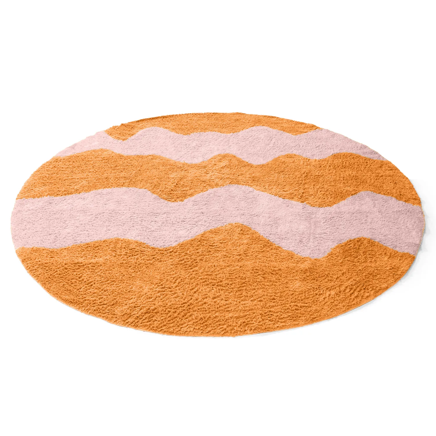 Tapis rond - Amira Natural Cotton Shaggy (orange/rose)