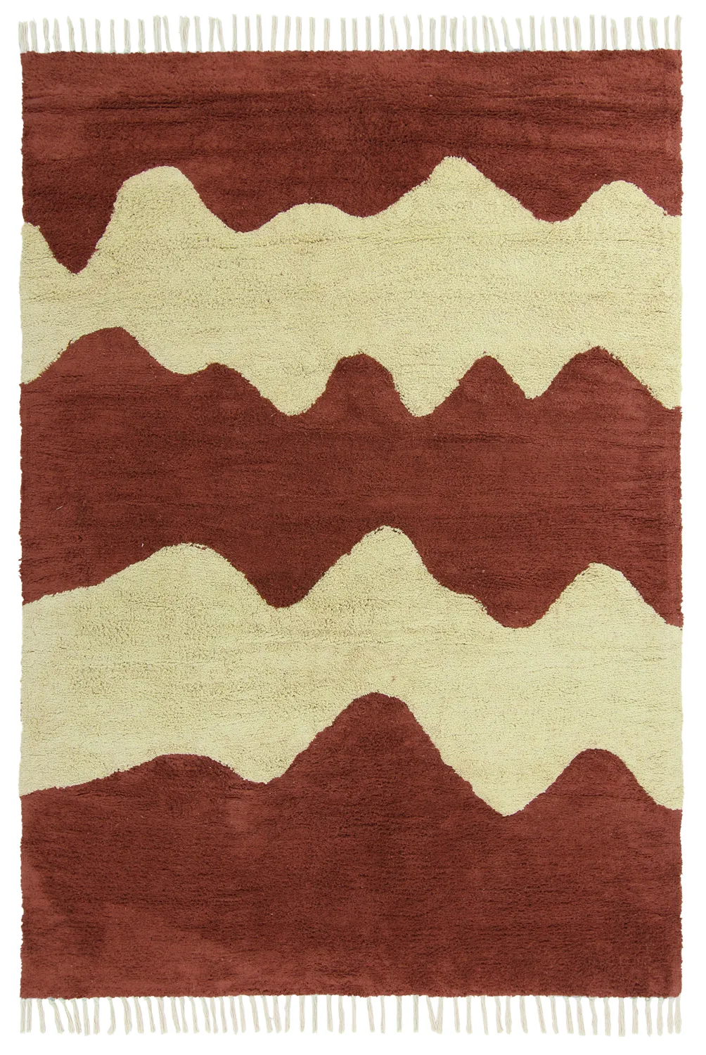 Tapis shaggy - Amira Natural Cotton Shaggy (rouge/beige)