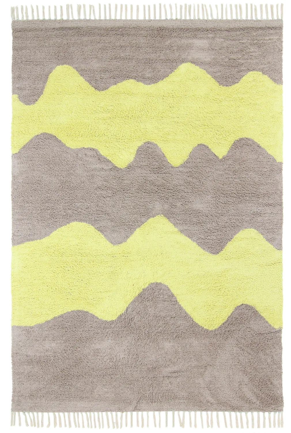 Tapis shaggy - Amira Natural Cotton Shaggy (taupe/jaune)