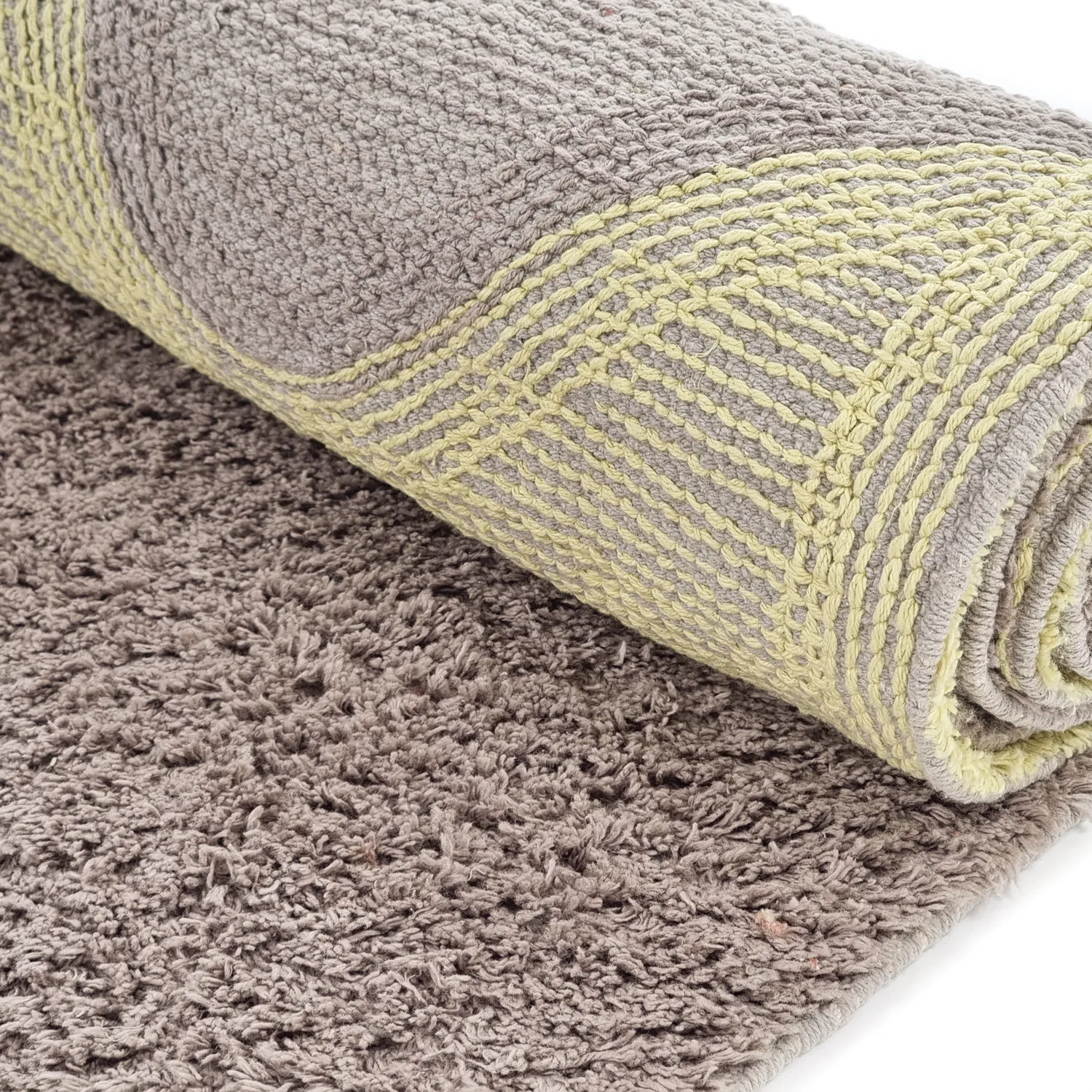 Tapis shaggy - Amira Natural Cotton Shaggy (taupe/jaune)